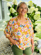 FINAL SALE - Sunflower Fields Blouse-100 Short Sleeve Tops-The Lovely Closet-The Lovely Closet, Women's Fashion Boutique in Alexandria, KY