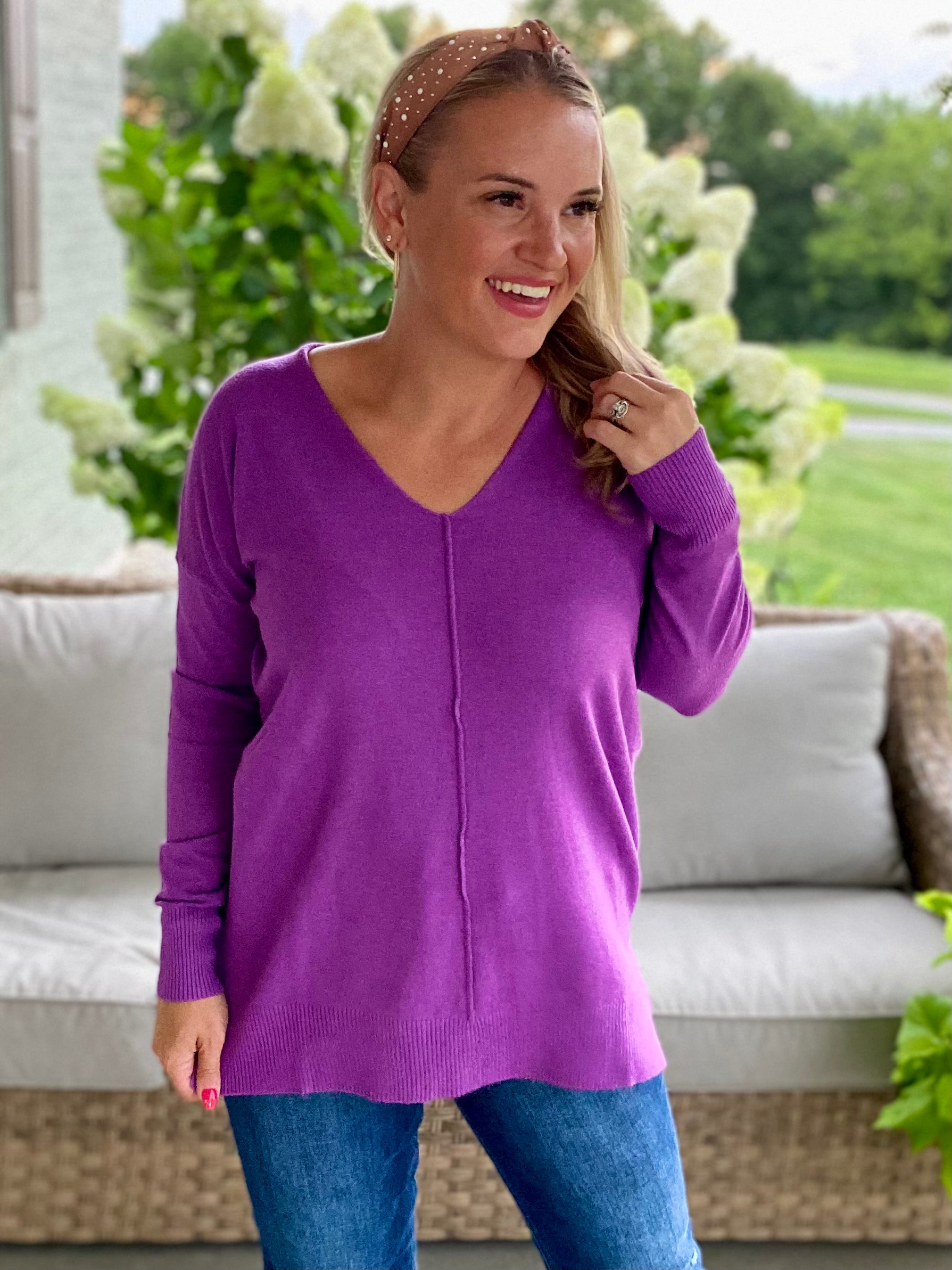 Dream Sweater - Violet-140 Sweaters-zenana-The Lovely Closet, Women's Fashion Boutique in Alexandria, KY