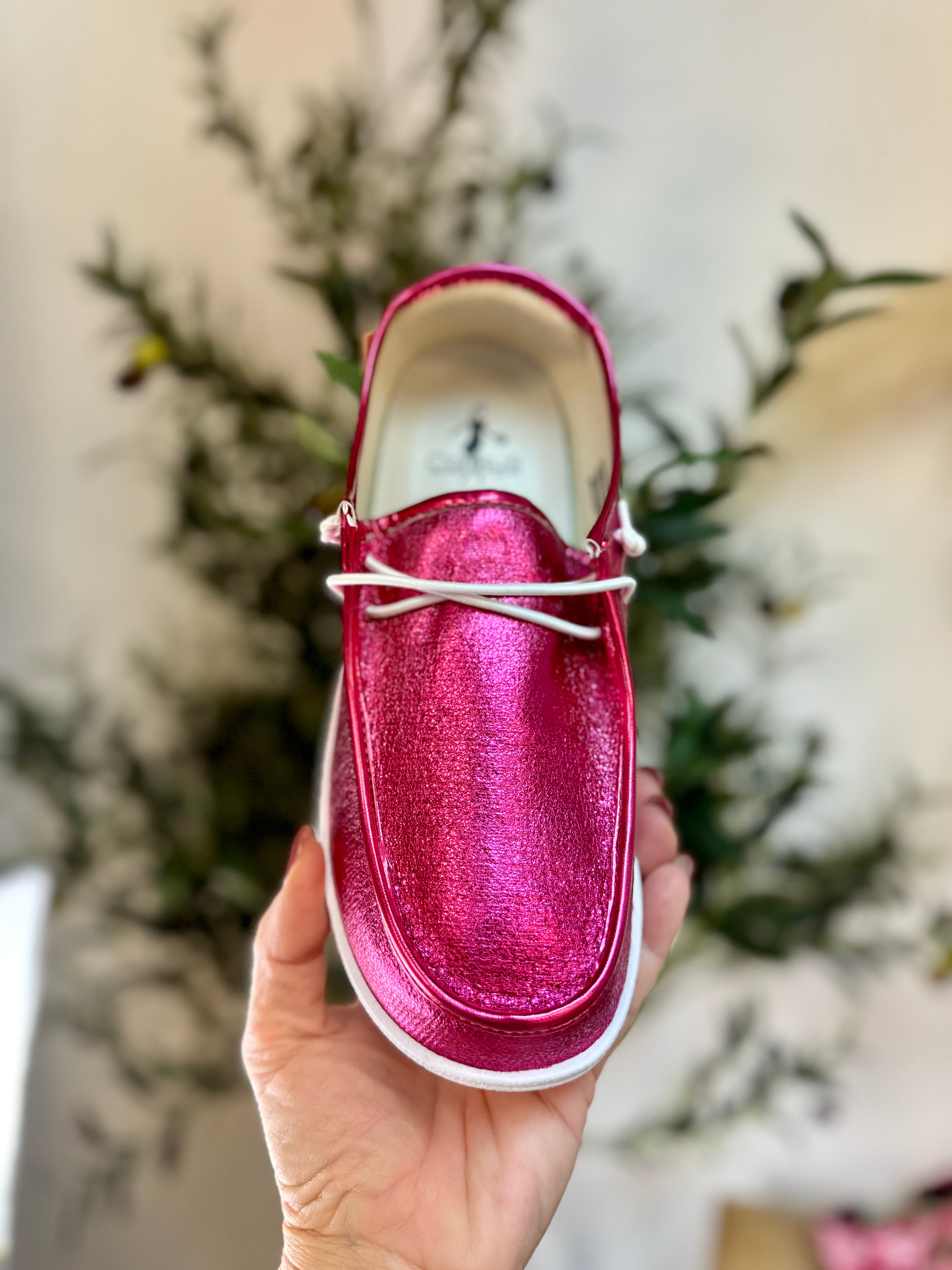 Corkys Kayak Pink Crinkle Metallic-270 Shoes-The Lovely Closet-The Lovely Closet, Women's Fashion Boutique in Alexandria, KY