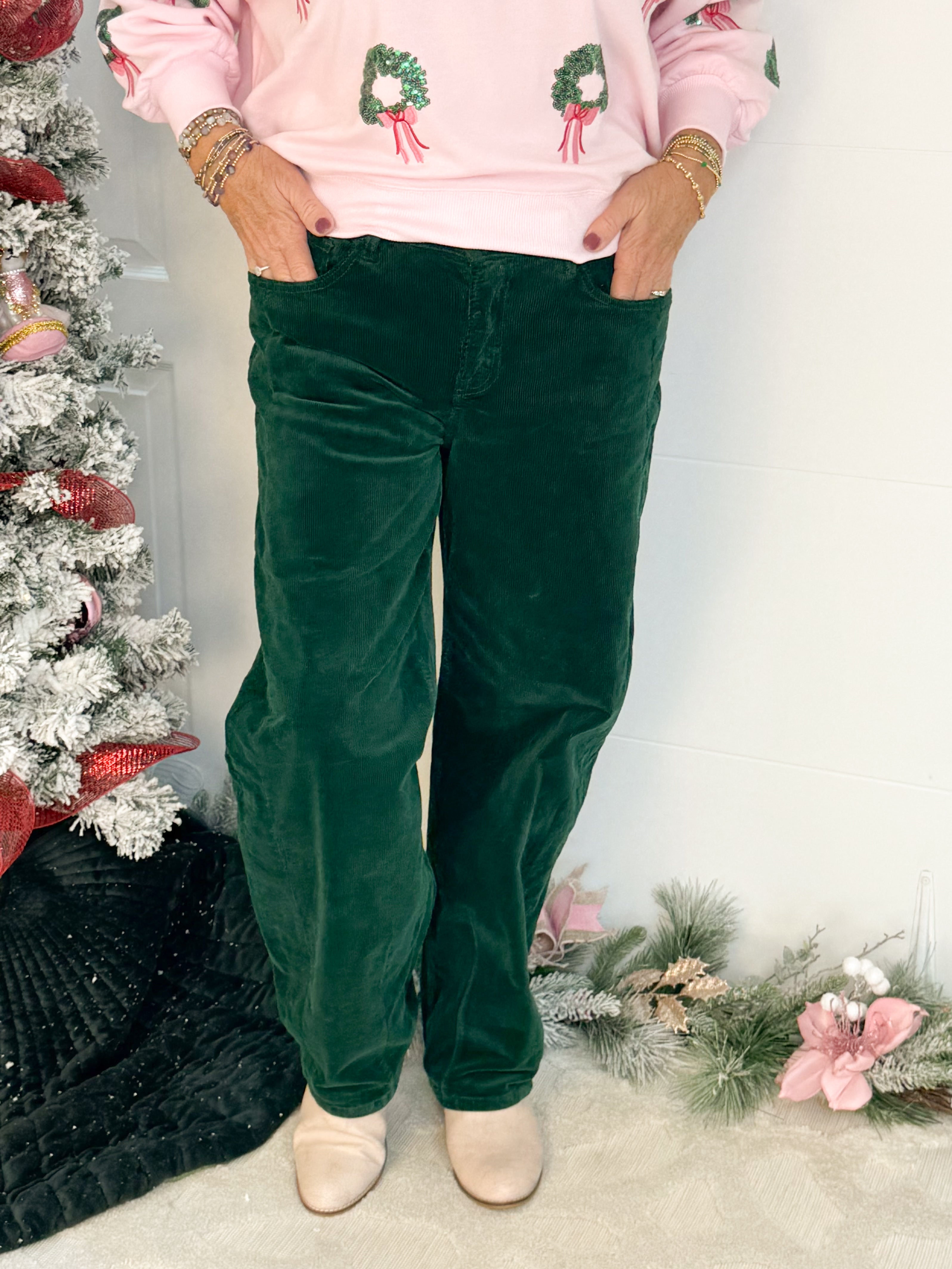 Risen High Rise Crop Barrel Leg Corduroy Pants-210 Jeans-Risen-The Lovely Closet, Women's Fashion Boutique in Alexandria, KY