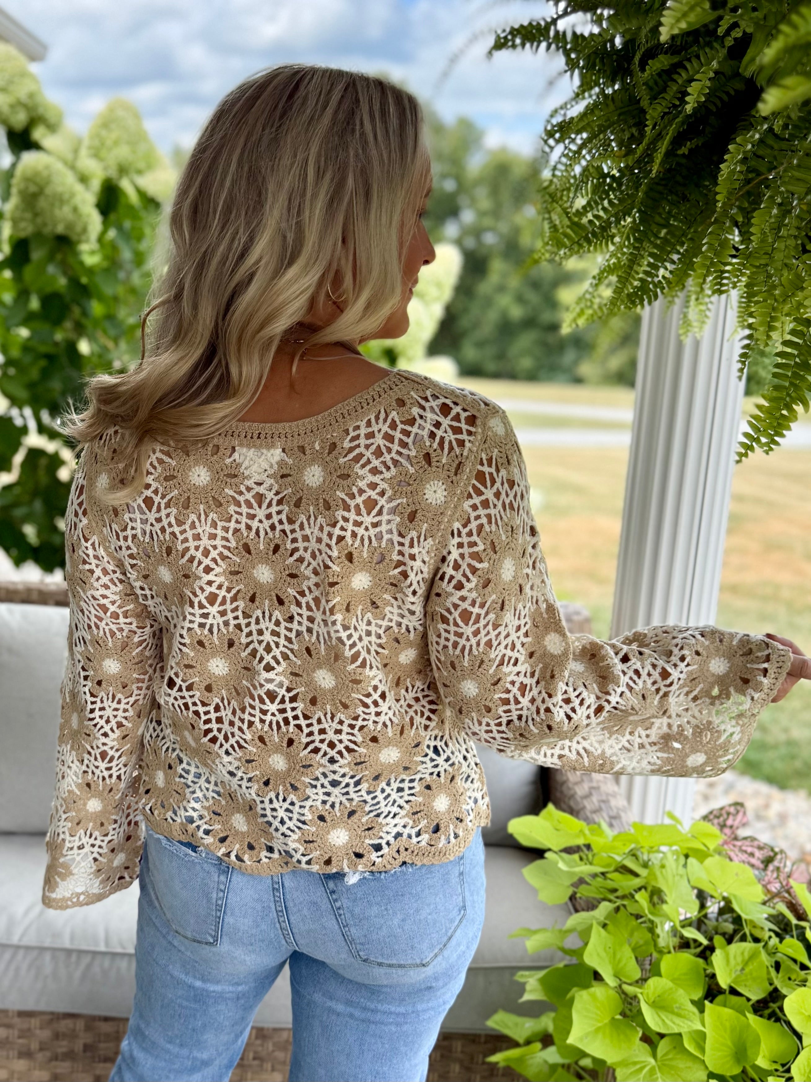Crochet Top-110 Long Sleeve Top-bibi-The Lovely Closet, Women's Fashion Boutique in Alexandria, KY