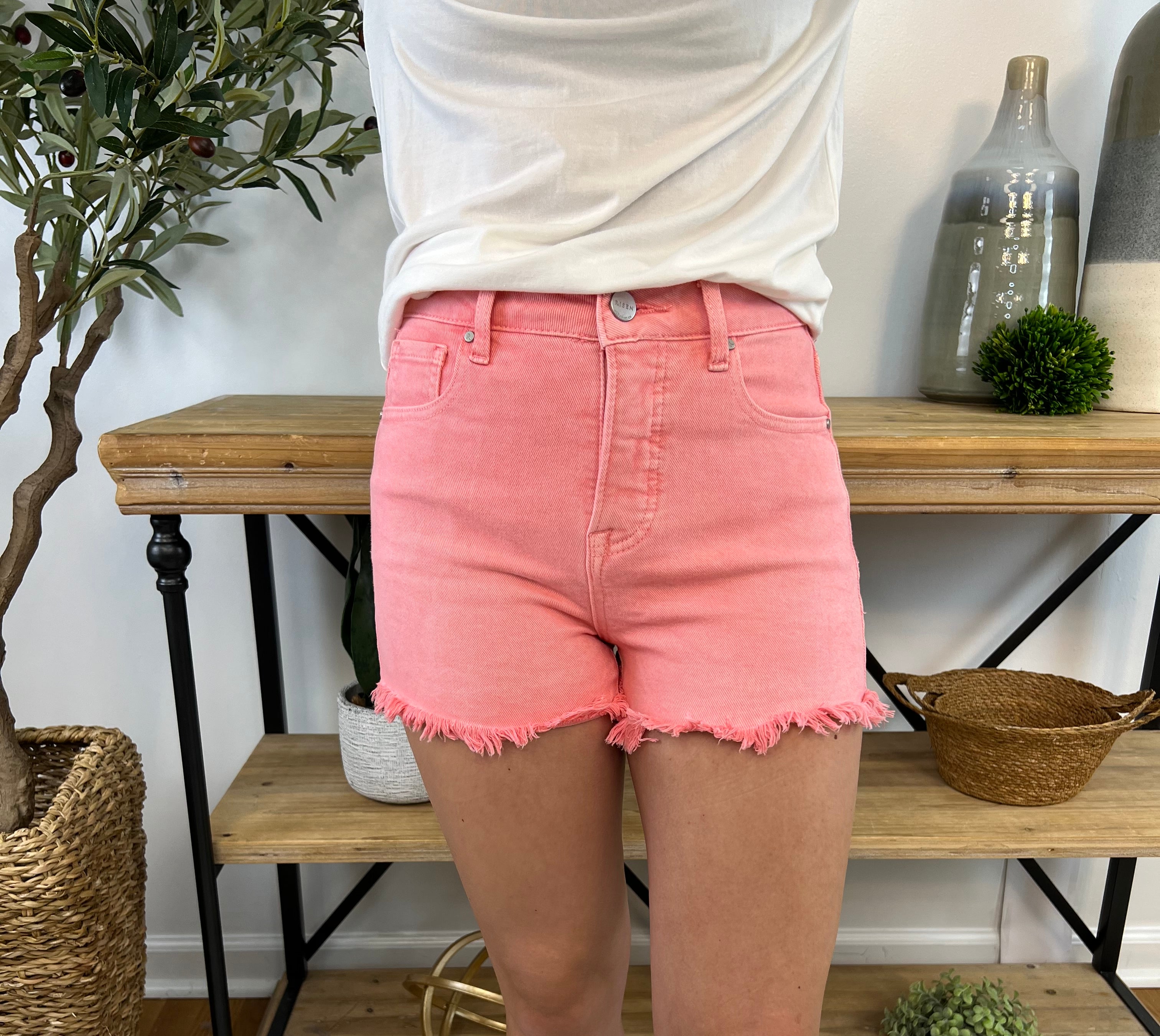 Pink Sunset Risen Shorts-230 Skirts/Shorts-Risen-The Lovely Closet, Women's Fashion Boutique in Alexandria, KY