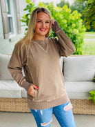 Keeping it Casual Pullover 2025 - Mocha-150 Sweatshirts-zenana-The Lovely Closet, Women's Fashion Boutique in Alexandria, KY