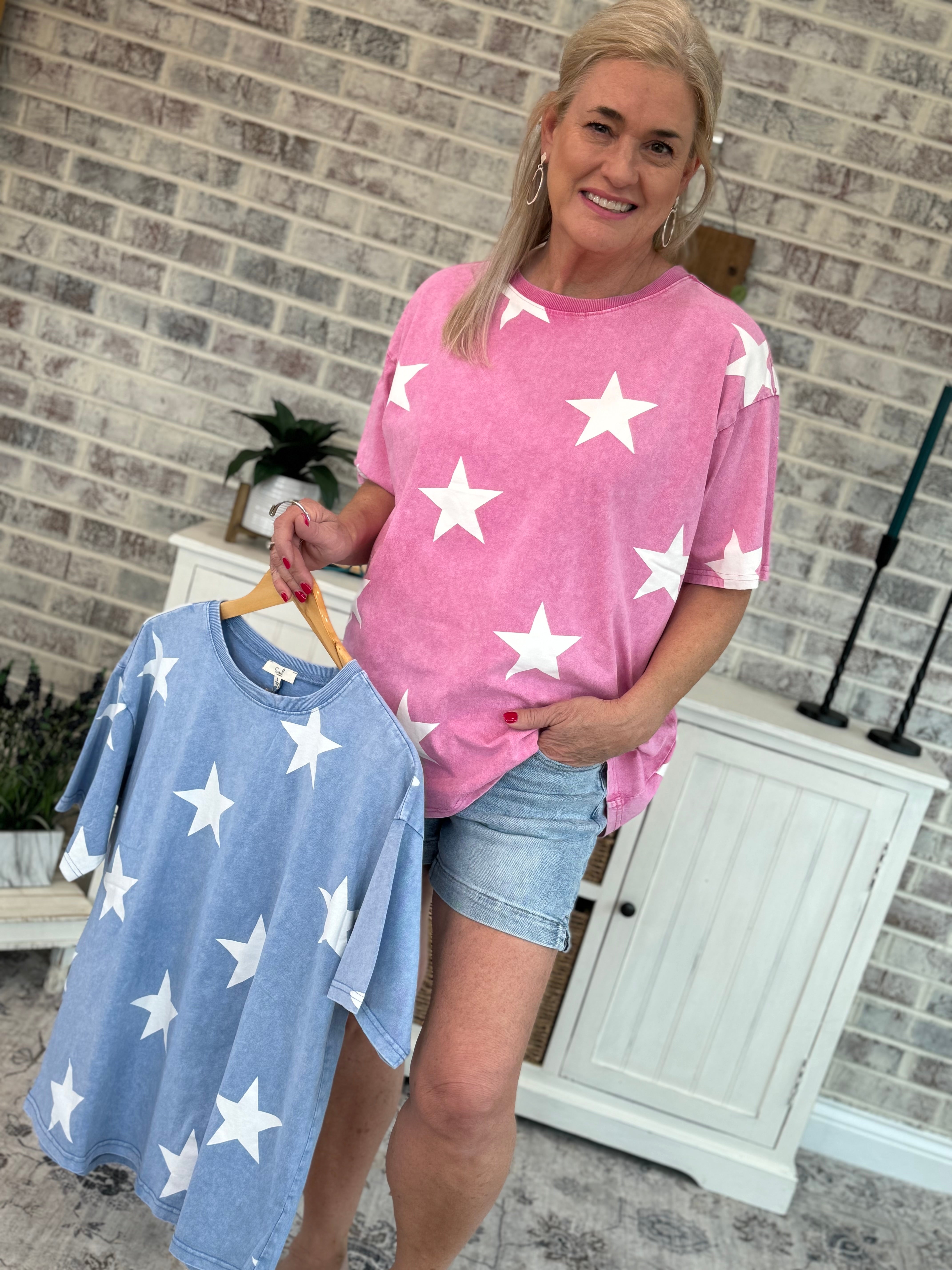 FINAL SALE We See You Star Print Top-Tops-The Lovely Closet-The Lovely Closet, Women's Fashion Boutique in Alexandria, KY