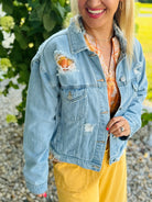 Keeping It Cool Risen Denim Jacket-170 Jackets/Outerwear-Risen-The Lovely Closet, Women's Fashion Boutique in Alexandria, KY