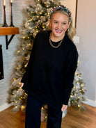 Cozy Chalet Oversized Sweater - Black-140 Sweaters-zenana-The Lovely Closet, Women's Fashion Boutique in Alexandria, KY