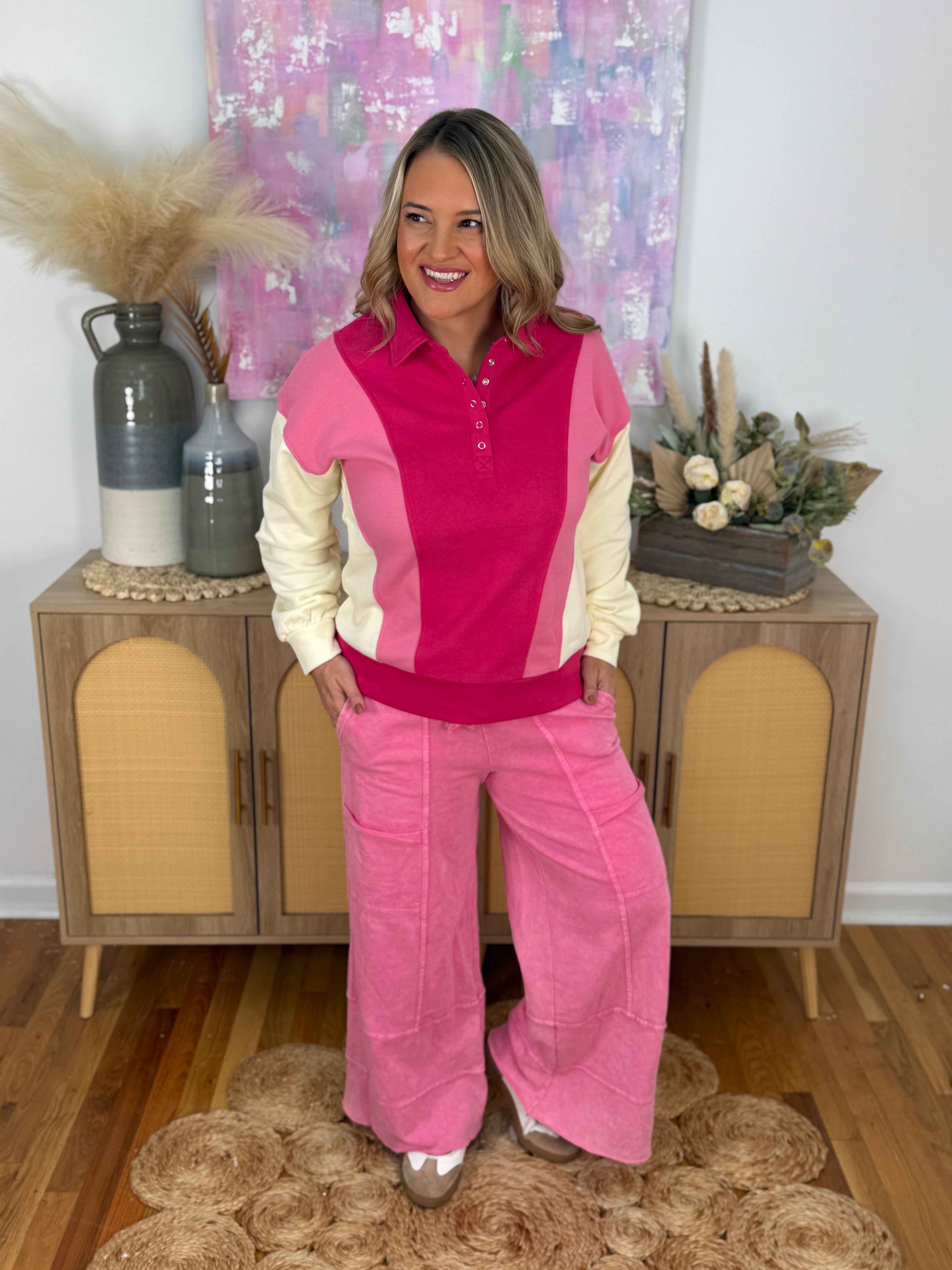 Pink & Powerful Pullover-110 Long Sleeve Top-Staccato-The Lovely Closet, Women's Fashion Boutique in Alexandria, KY