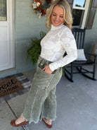 Autumn Glow Corduroy Cropped Pants - Olive-240 Pants-Anniewear-The Lovely Closet, Women's Fashion Boutique in Alexandria, KY