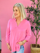 Lizzy Top - Pink-110 Long Sleeve Top-The Lovely Closet-The Lovely Closet, Women's Fashion Boutique in Alexandria, KY