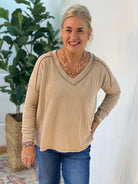 Autumn Days Ribbed Top - Beige-110 Long Sleeve Top-zenana-The Lovely Closet, Women's Fashion Boutique in Alexandria, KY