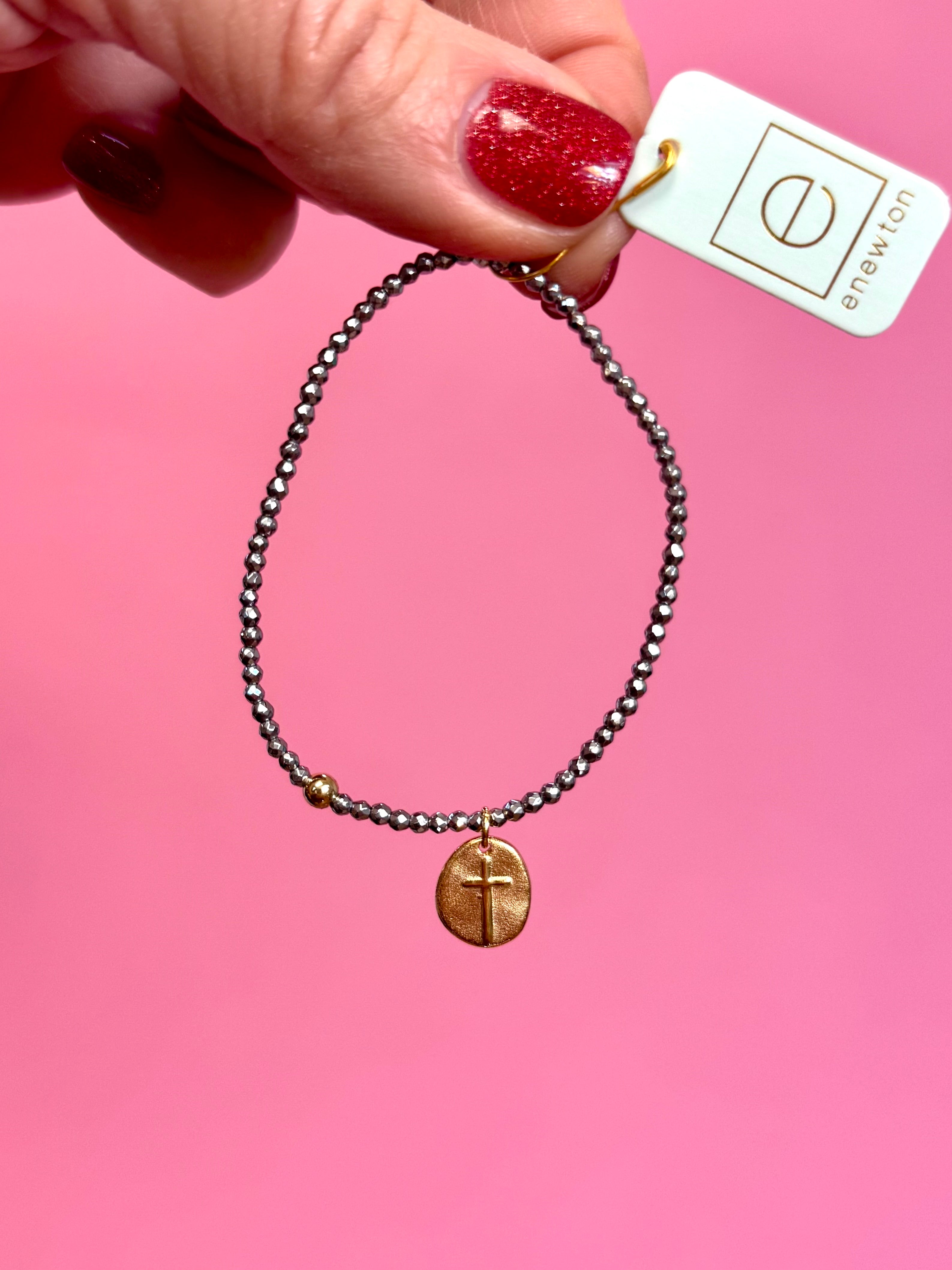 Silver Hematite 2mm Inspire Small Gold Charm-260 eNewton-eNewton-The Lovely Closet, Women's Fashion Boutique in Alexandria, KY