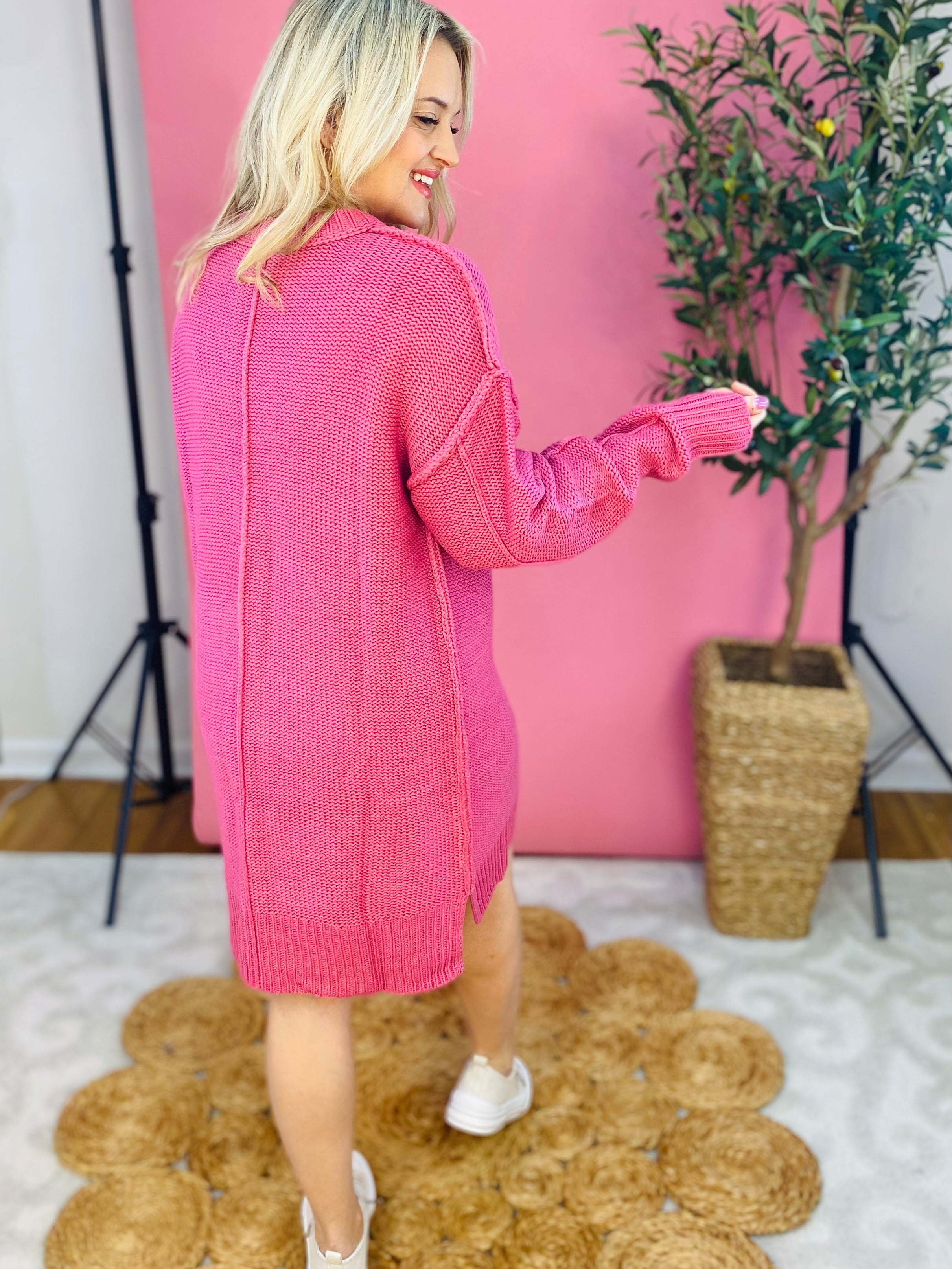 Date Night Sweater Dress - Pink-180 Dresses-The Lovely Closet-The Lovely Closet, Women's Fashion Boutique in Alexandria, KY