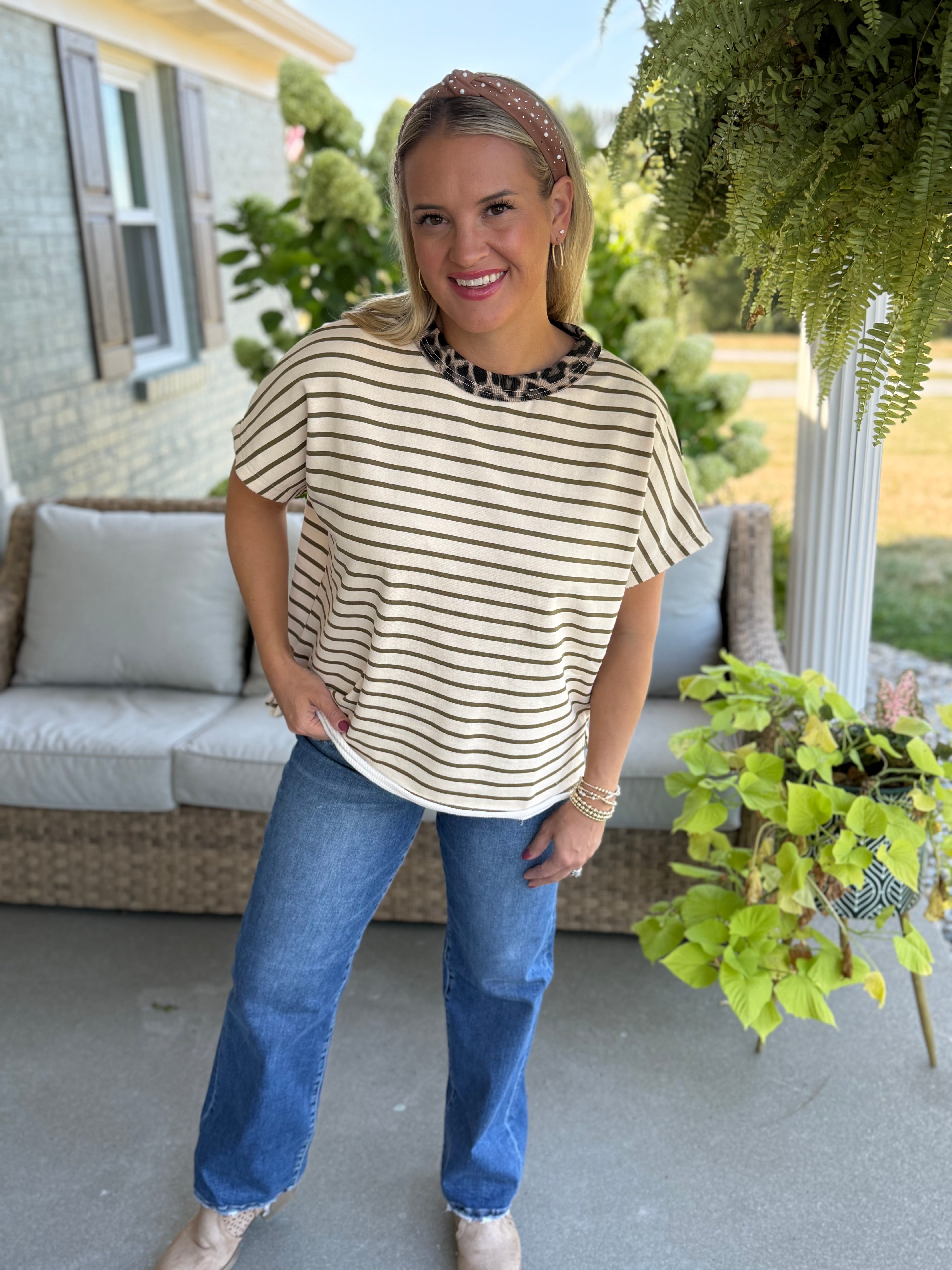 Falling for Leopard Elevated Short Sleeve Top-100 Short Sleeve Tops-Anniewear-The Lovely Closet, Women's Fashion Boutique in Alexandria, KY