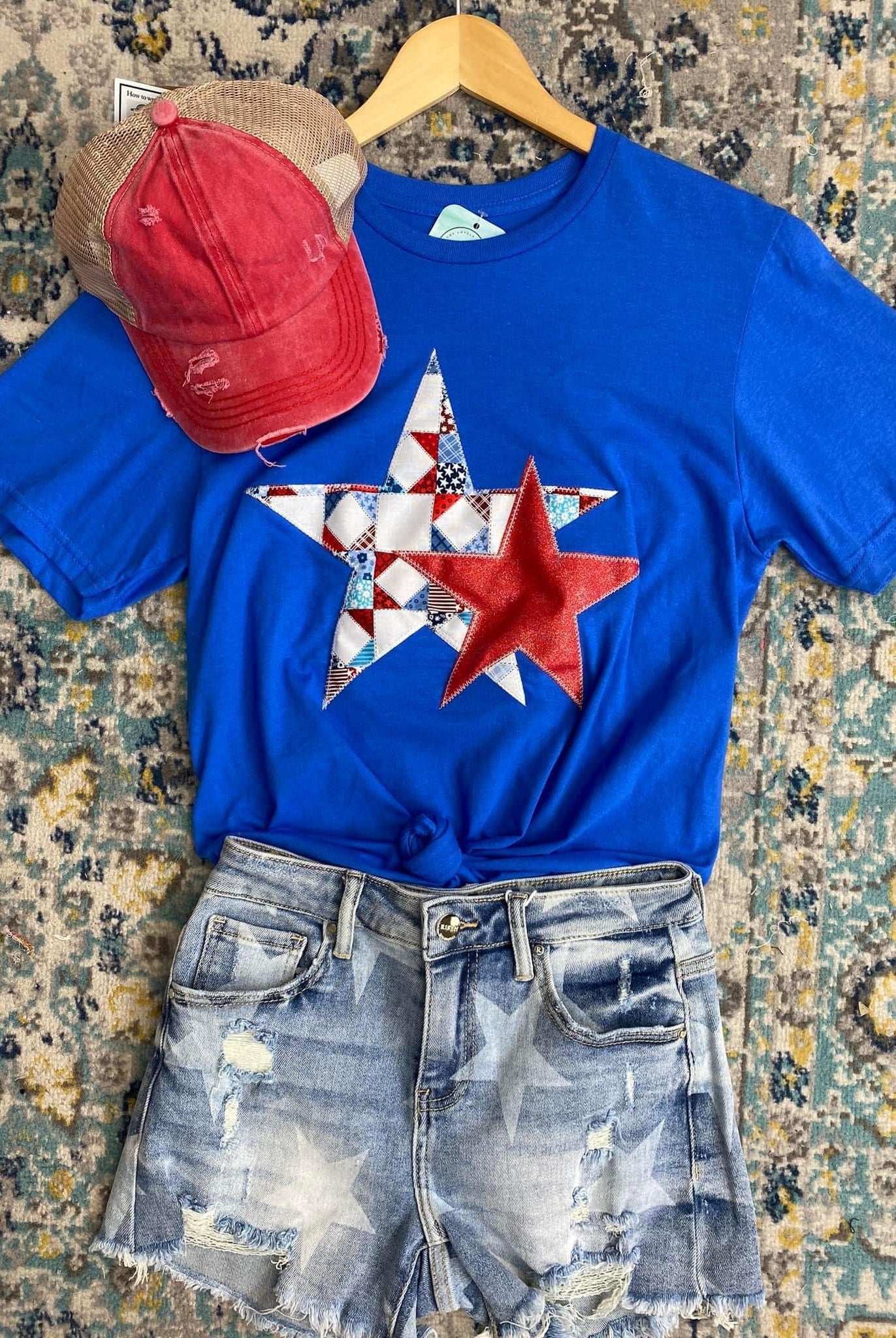 Embroidered Stars Graphic T-130 Graphics-The Lovely Closet-The Lovely Closet, Women's Fashion Boutique in Alexandria, KY