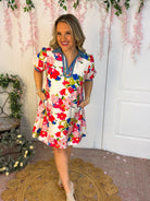 Vibrant Floral Print Dress-180 Dresses-Umgee-The Lovely Closet, Women's Fashion Boutique in Alexandria, KY