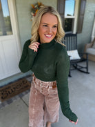 Harvest Moon Floral Jacquard Top - Hunter Green-110 Long Sleeve Top-Anniewear-The Lovely Closet, Women's Fashion Boutique in Alexandria, KY