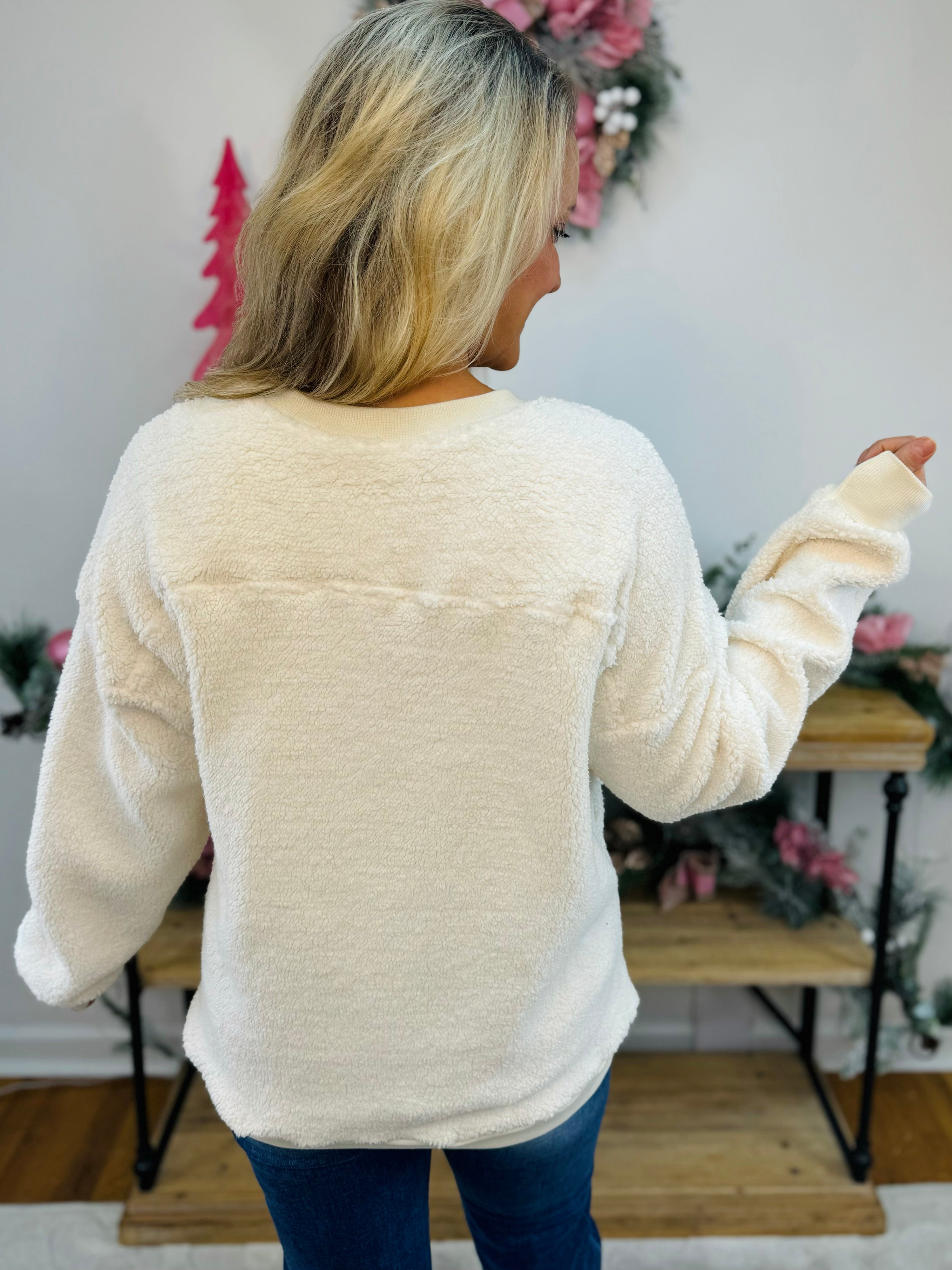 DEAL OF THE DAY - FINAL SALE - Solid Teddy Pullover Pocket Detail Pullover-140 Sweaters-Vine & Love-The Lovely Closet, Women's Fashion Boutique in Alexandria, KY