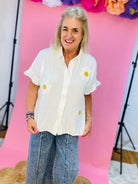 Floral Crochet Linen Blend Top-100 Short Sleeve Tops-Anniewear-The Lovely Closet, Women's Fashion Boutique in Alexandria, KY