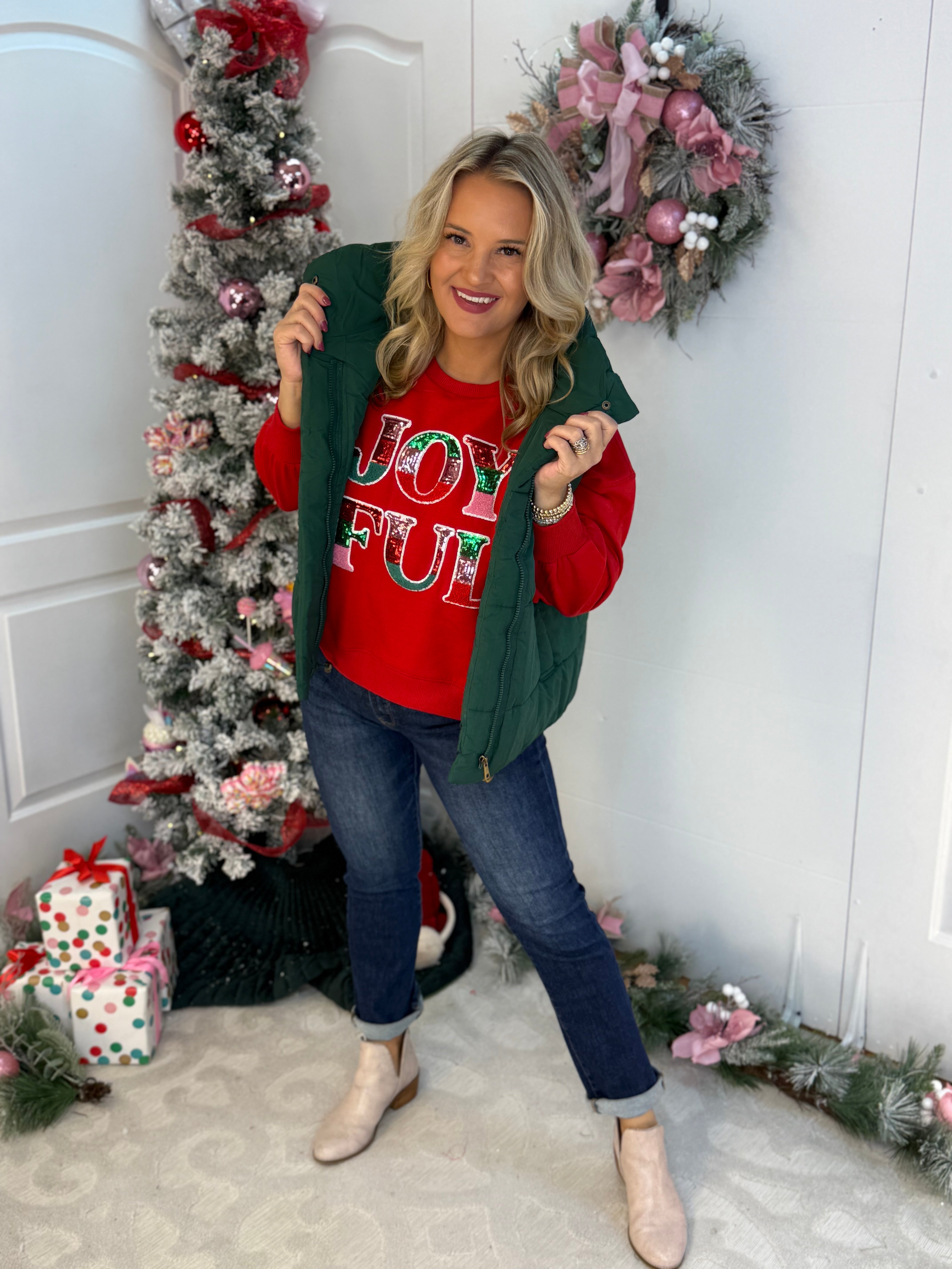 Weekend Puffer Vest - Hunter Green-170 Jackets/Outerwear-zenana-The Lovely Closet, Women's Fashion Boutique in Alexandria, KY