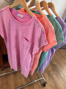 Modern Ease Mineral Washed T-Shirt Dress - Candy Pink-180 Dresses-zenana-The Lovely Closet, Women's Fashion Boutique in Alexandria, KY
