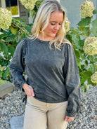 Mineral Washed Drawstring Top-110 Long Sleeve Top-The Lovely Closet-The Lovely Closet, Women's Fashion Boutique in Alexandria, KY