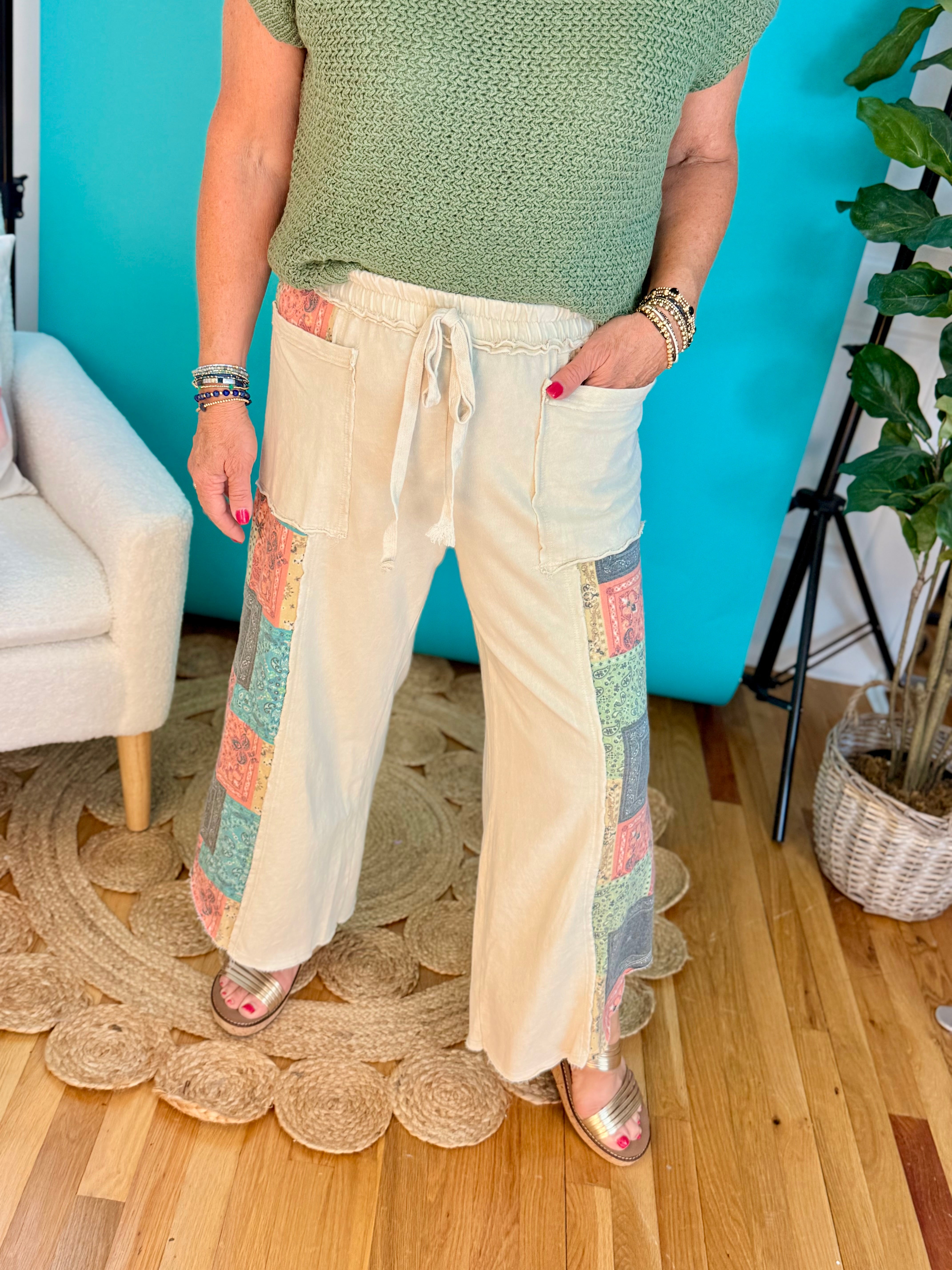 Paisley Cropped Pants-240 Pants-J.Her-The Lovely Closet, Women's Fashion Boutique in Alexandria, KY