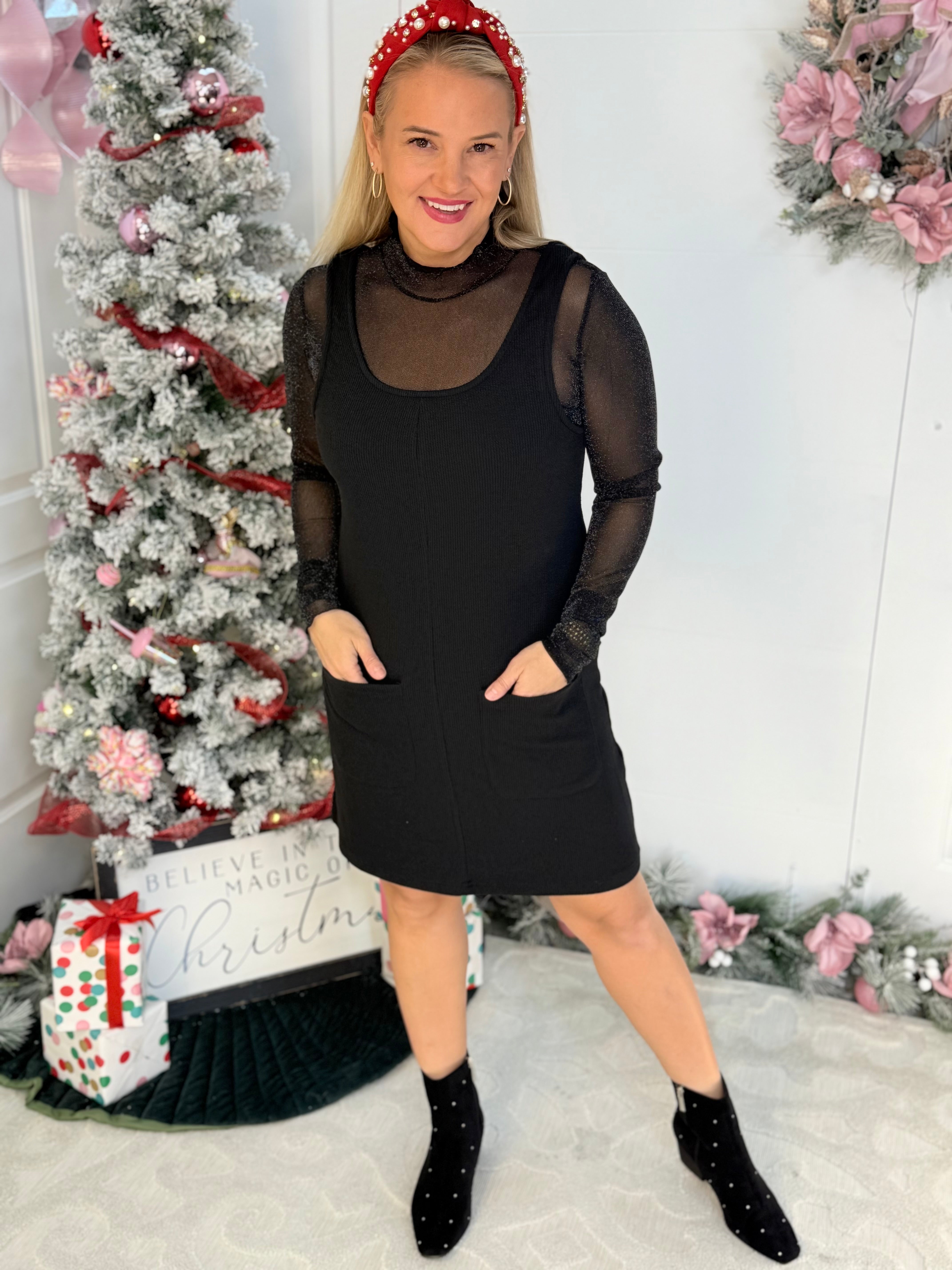 FINAL SALE - Jess Lea - Keigan Mesh Top - Black Glitter-110 Long Sleeve Top-Jess Lea-The Lovely Closet, Women's Fashion Boutique in Alexandria, KY