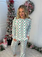 Mary Square Rosy Wreaths Annie Pant Set-350 Holiday-Mary Square-The Lovely Closet, Women's Fashion Boutique in Alexandria, KY