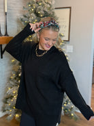 Cozy Chalet Oversized Sweater - Black-140 Sweaters-zenana-The Lovely Closet, Women's Fashion Boutique in Alexandria, KY
