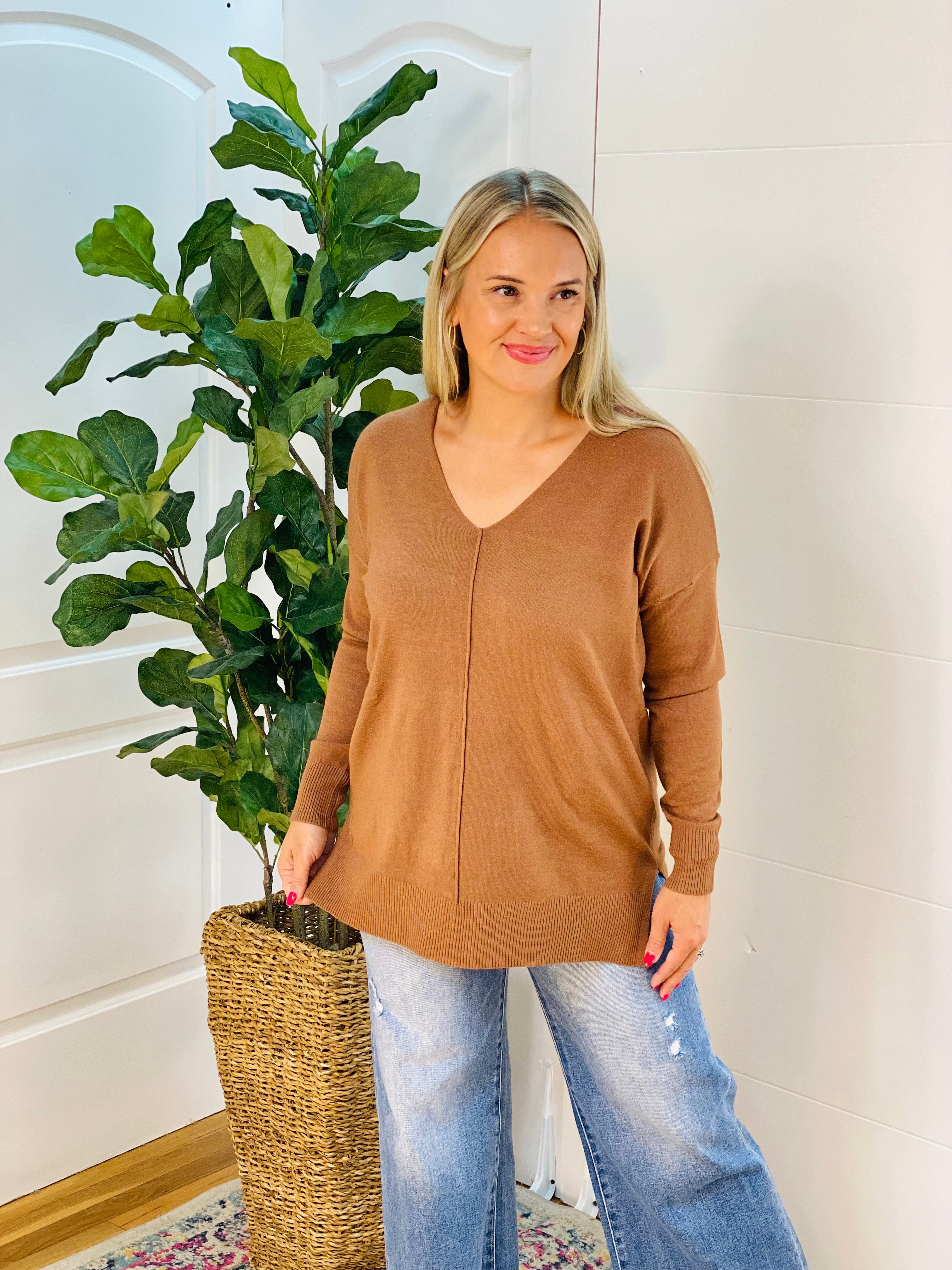Dream Sweater - Lt. Brown-140 Sweaters-zenana-The Lovely Closet, Women's Fashion Boutique in Alexandria, KY