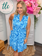 Coastal Blue Floral Lizzy Dress-180 Dresses-Dear Scarlett-The Lovely Closet, Women's Fashion Boutique in Alexandria, KY
