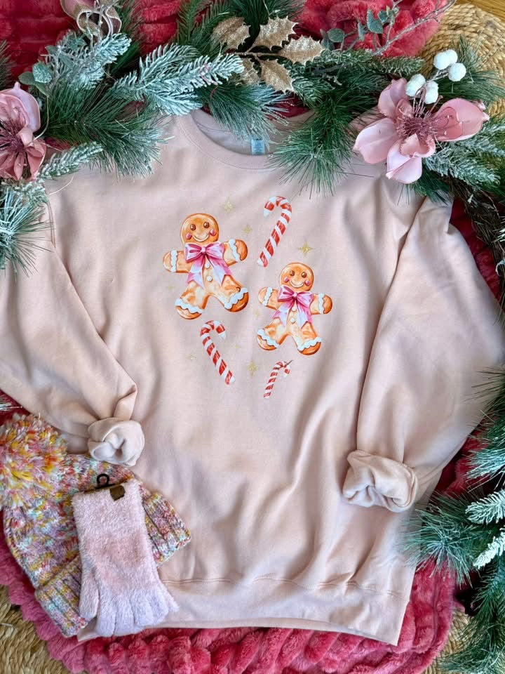 *Pre-Order* Gingerbread & Candy Canes Crewneck-350 Holiday-The Lovely Closet-The Lovely Closet, Women's Fashion Boutique in Alexandria, KY