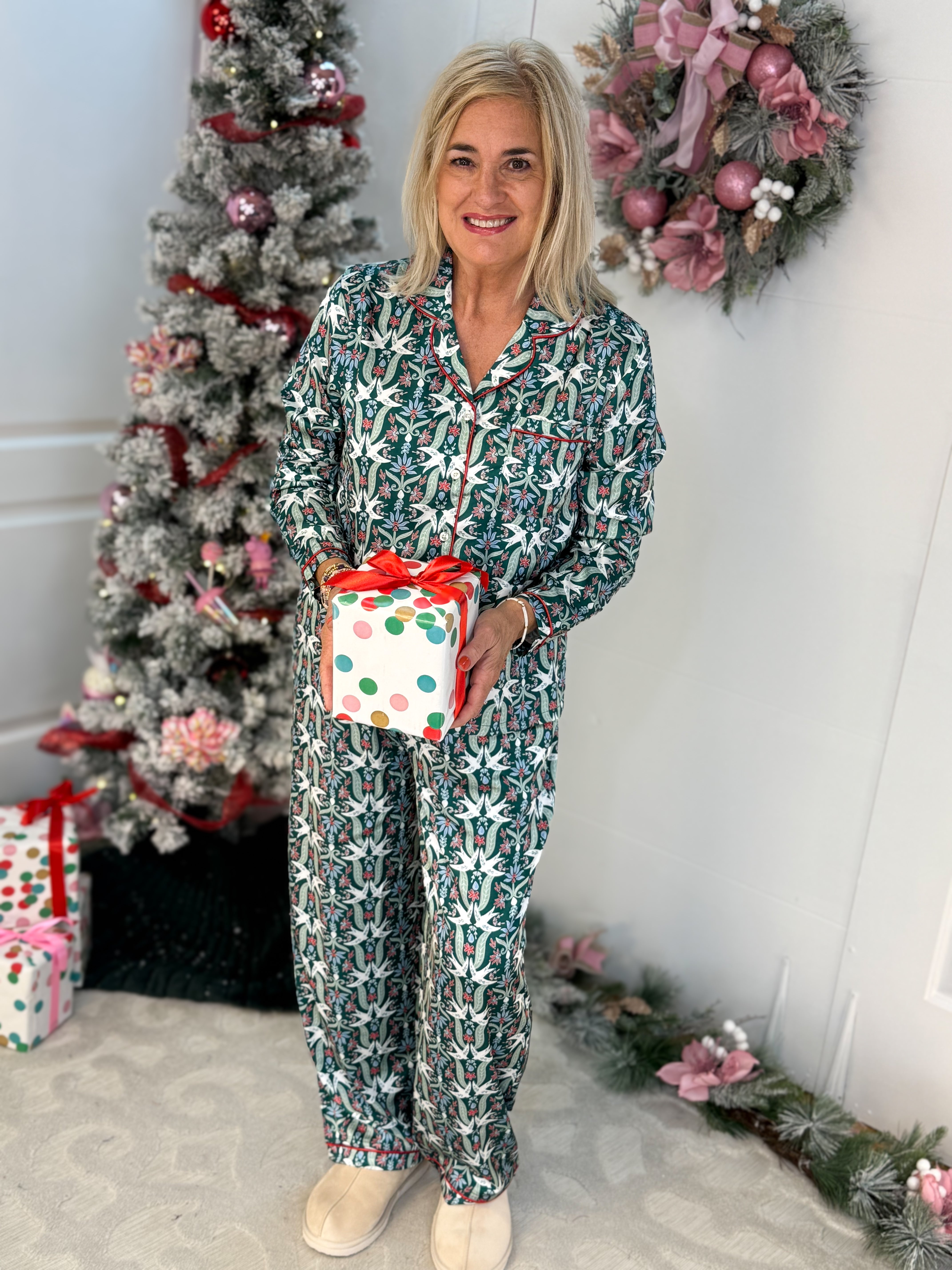 Mary Square Gossamer Wings Charlotte Satin Pant Set-350 Holiday-Mary Square-The Lovely Closet, Women's Fashion Boutique in Alexandria, KY