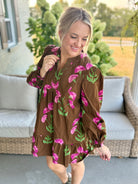 Falling Petals Floral Print Dress-180 Dresses-Umgee-The Lovely Closet, Women's Fashion Boutique in Alexandria, KY