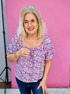 Lavender Daisies Top-100 Short Sleeve Tops-The Lovely Closet-The Lovely Closet, Women's Fashion Boutique in Alexandria, KY