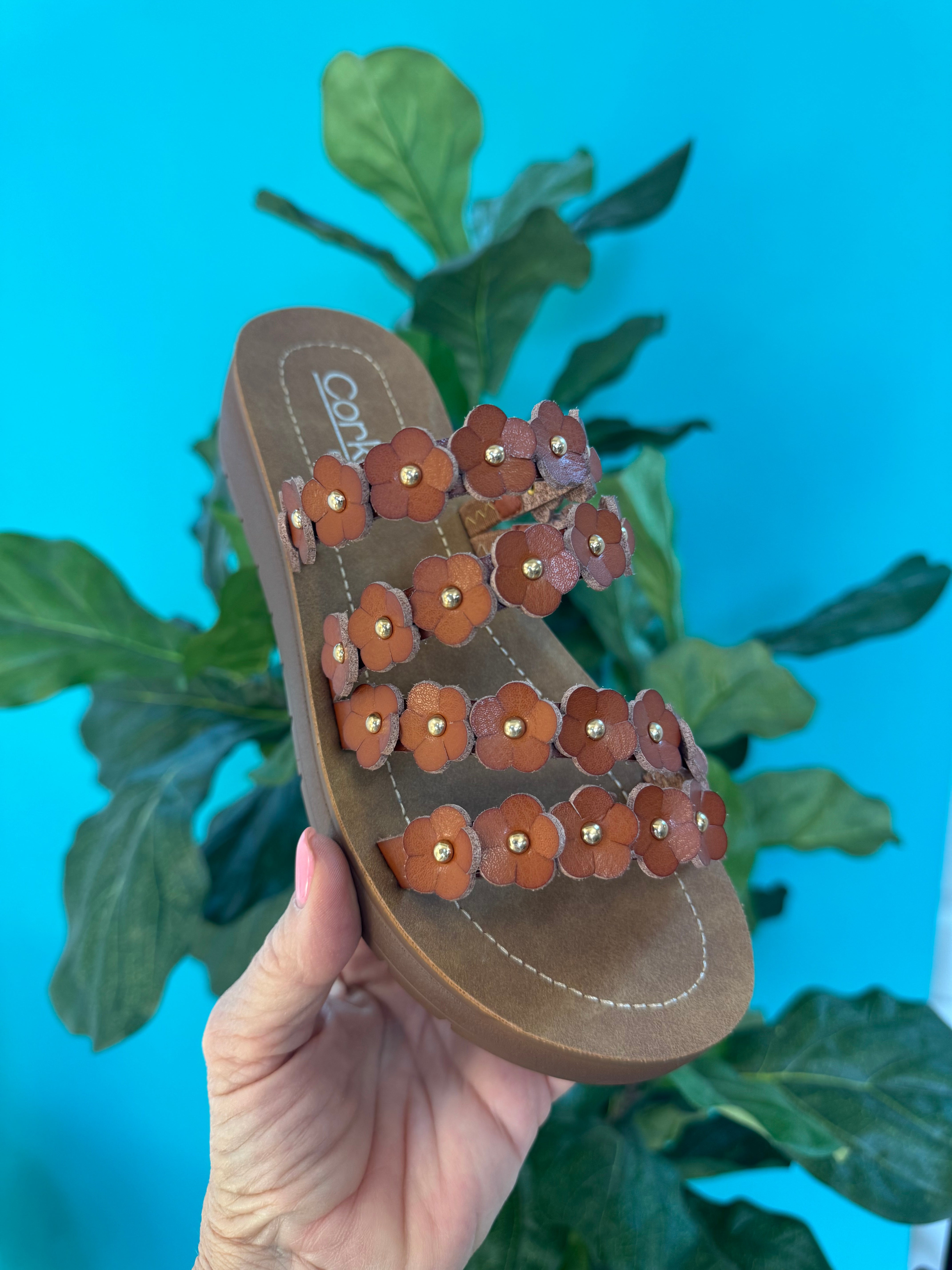 Corkys Garden Party Sandal - Cognac-270 Shoes-Corkys-The Lovely Closet, Women's Fashion Boutique in Alexandria, KY