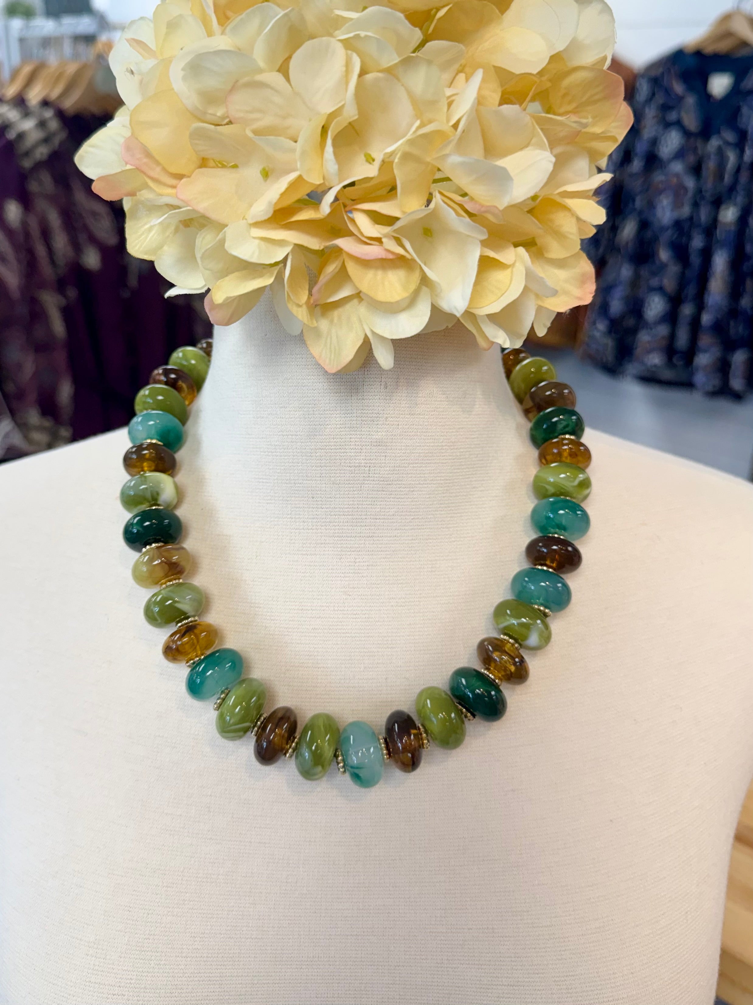 Emerald Spice Candy Bead Necklace-280 Accessories-Golden Stella-The Lovely Closet, Women's Fashion Boutique in Alexandria, KY