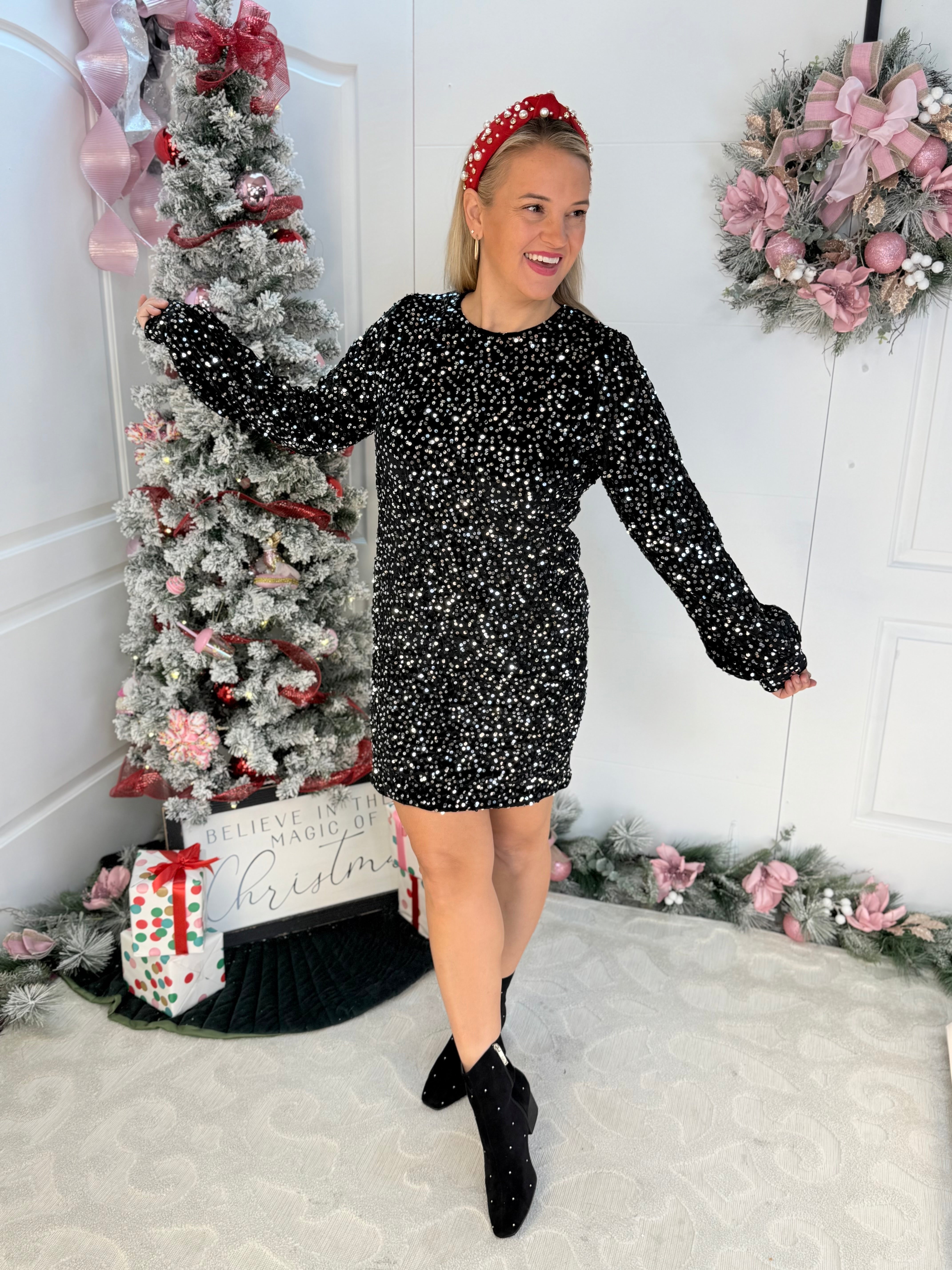 Jess Lea - Old Flame Sequin Black Dress-180 Dresses-Jess Lea-The Lovely Closet, Women's Fashion Boutique in Alexandria, KY