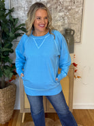 Keeping it Casual Pullover 2025 - Sky Blue-150 Sweatshirts-zenana-The Lovely Closet, Women's Fashion Boutique in Alexandria, KY