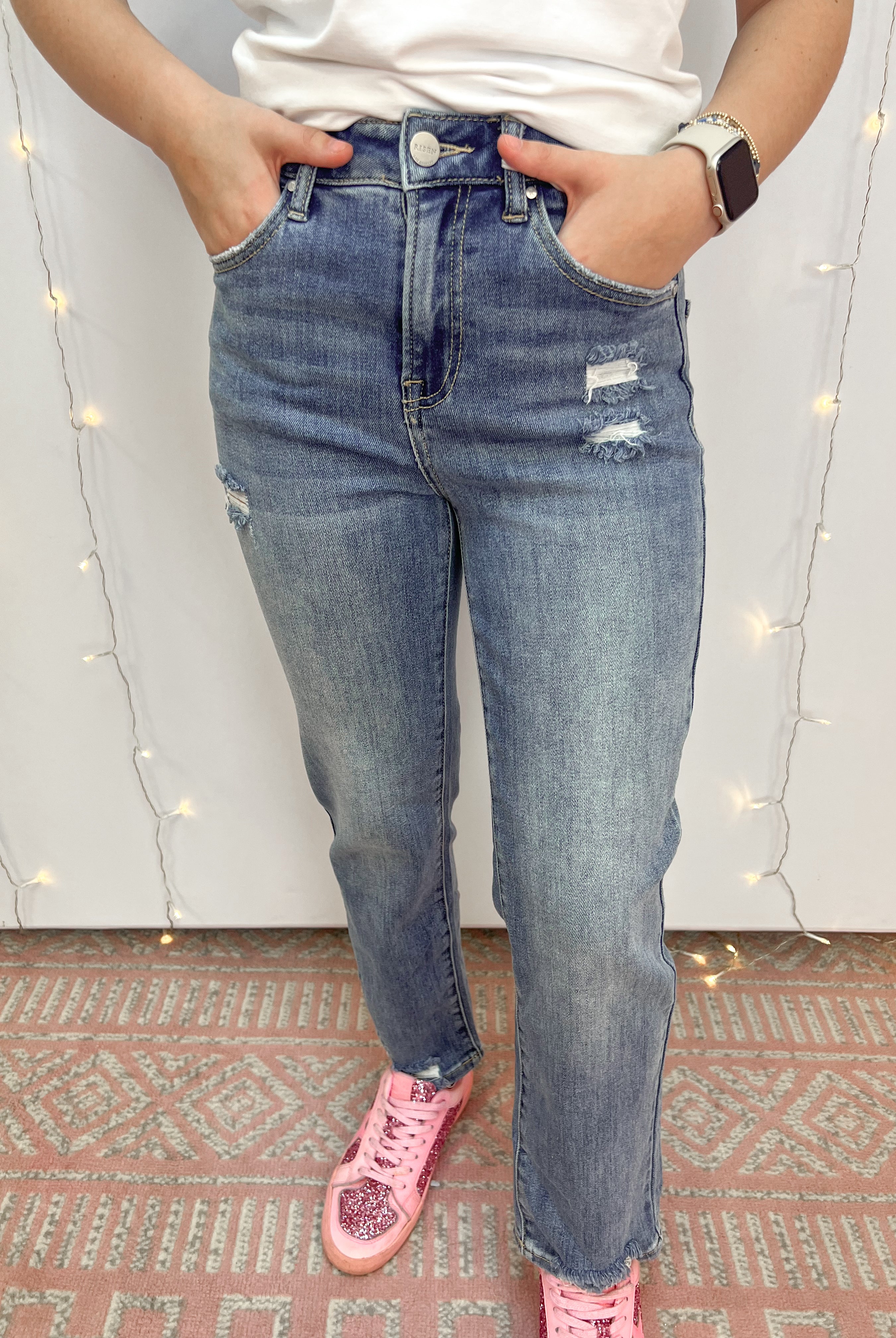 RISEN - High Rise Slim Straight Jeans-Jeans-Risen-The Lovely Closet, Women's Fashion Boutique in Alexandria, KY