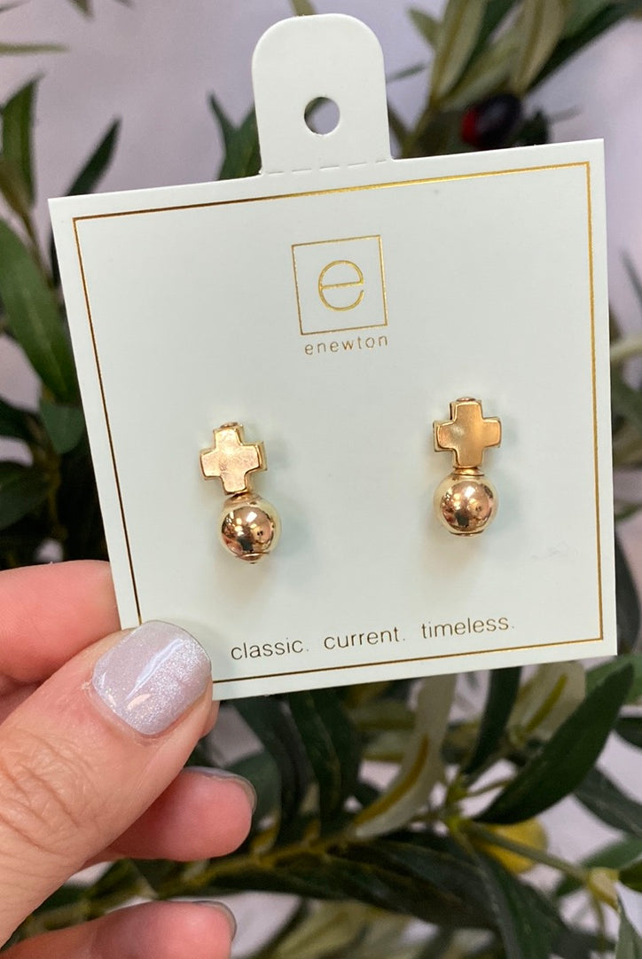 Signature Cross Gold Stud - Classic Earring-Earrings-enewton-The Lovely Closet, Women's Fashion Boutique in Alexandria, KY