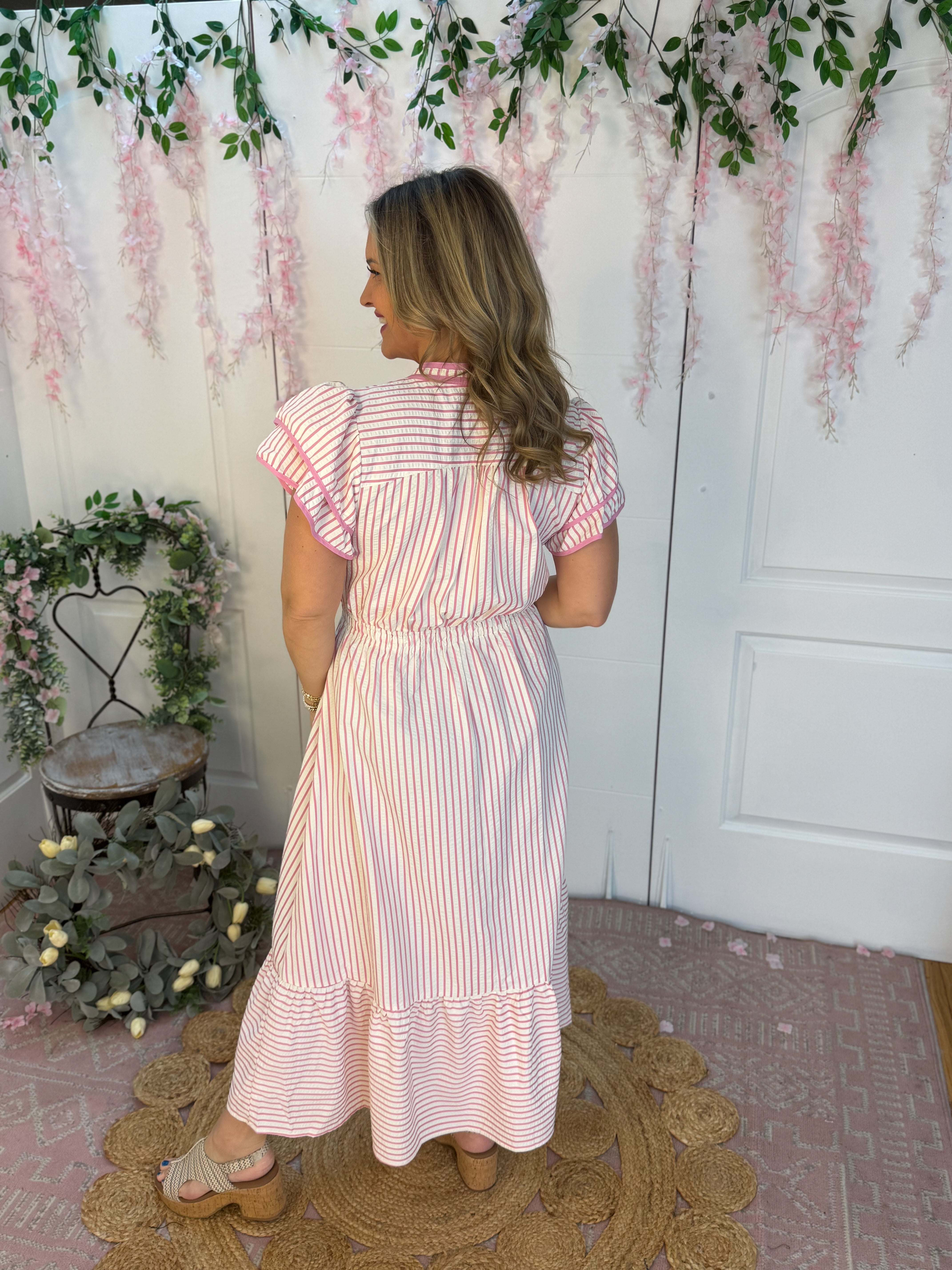 Spring Days Midi Dress - Pink-180 Dresses-Umgee-The Lovely Closet, Women's Fashion Boutique in Alexandria, KY
