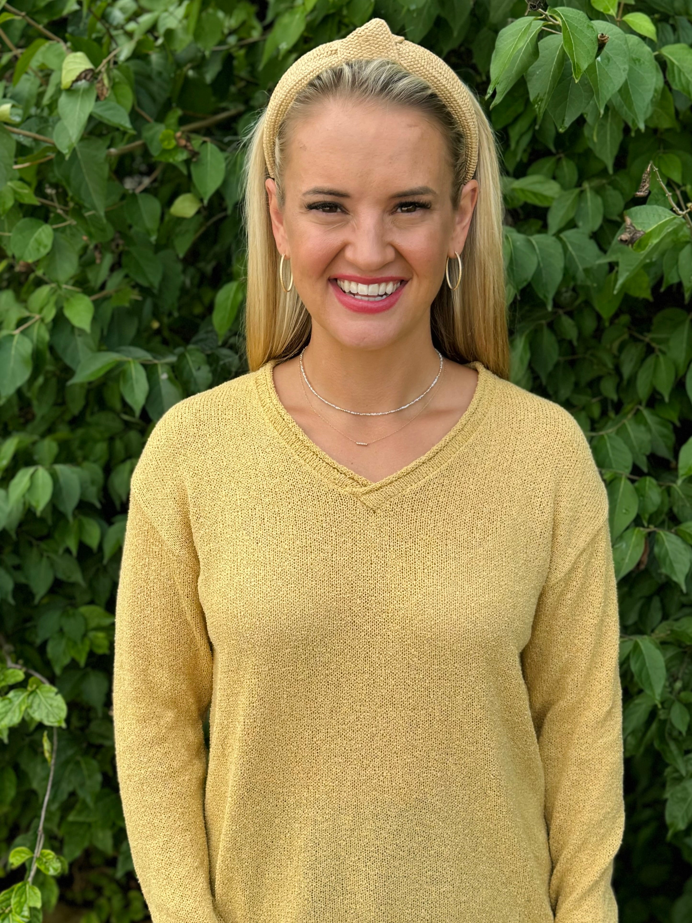 Ready for Fall V-Neck Sweater - Mustard-140 Sweaters-The Lovely Closet-The Lovely Closet, Women's Fashion Boutique in Alexandria, KY