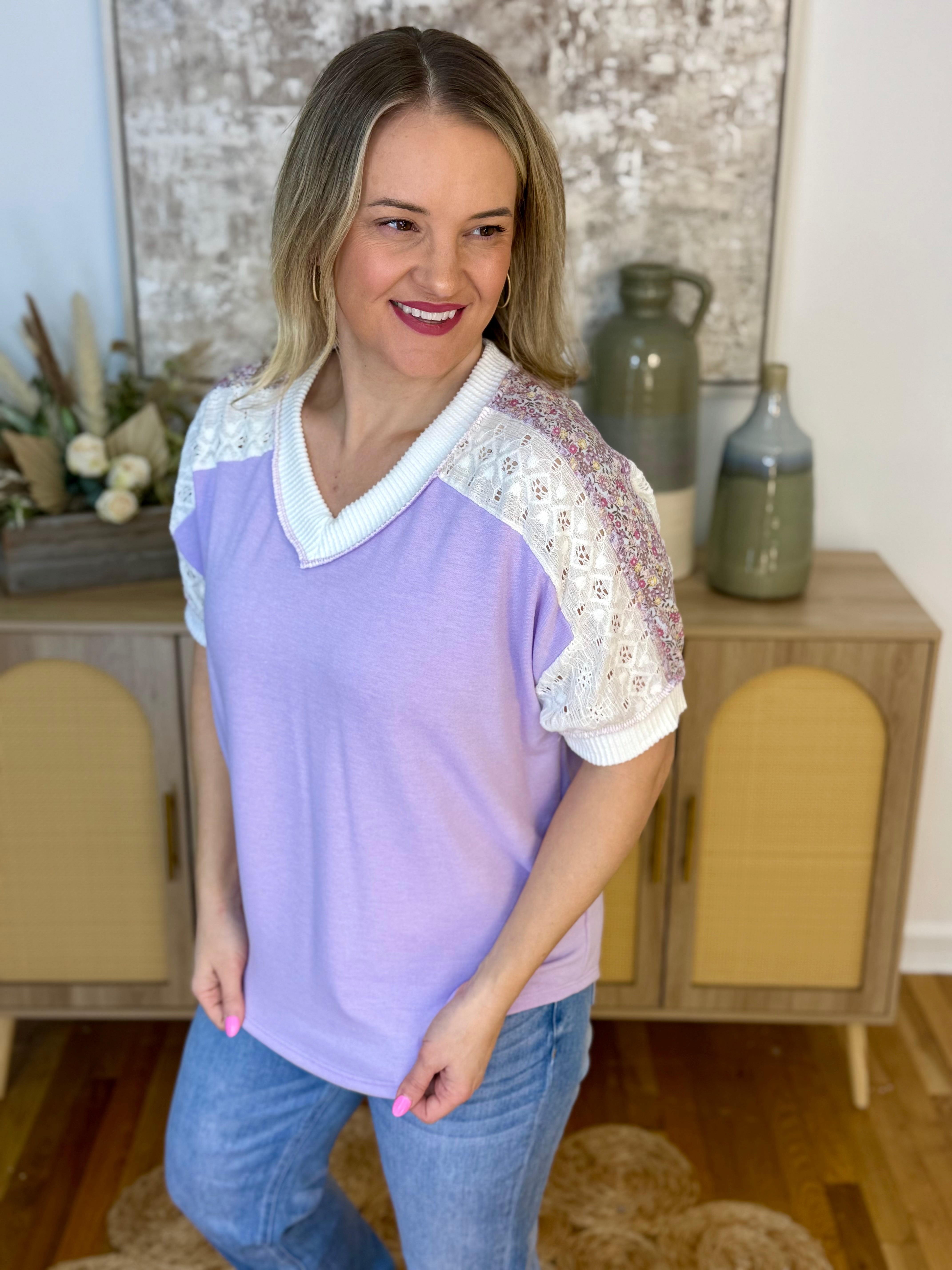 Fresh Lavender Top-100 Short Sleeve Tops-7th Ray-The Lovely Closet, Women's Fashion Boutique in Alexandria, KY