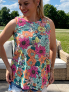 FINAL SALE - Bright Summer Floral Tank-120 Sleeveless Tops-The Lovely Closet-The Lovely Closet, Women's Fashion Boutique in Alexandria, KY