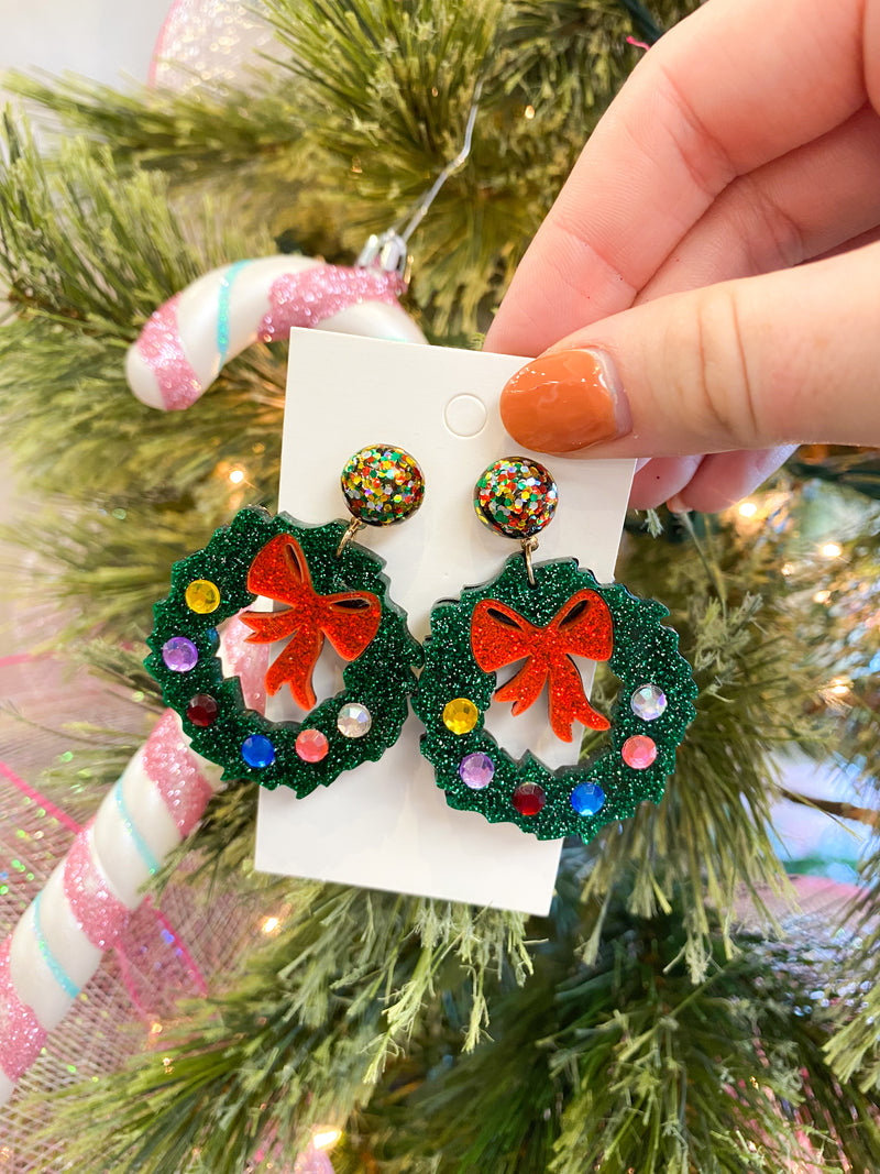 ‘Tis the Season Wreath Earrings