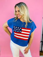 American Flag Knit Sweater-100 Short Sleeve Tops-Anniewear-The Lovely Closet, Women's Fashion Boutique in Alexandria, KY