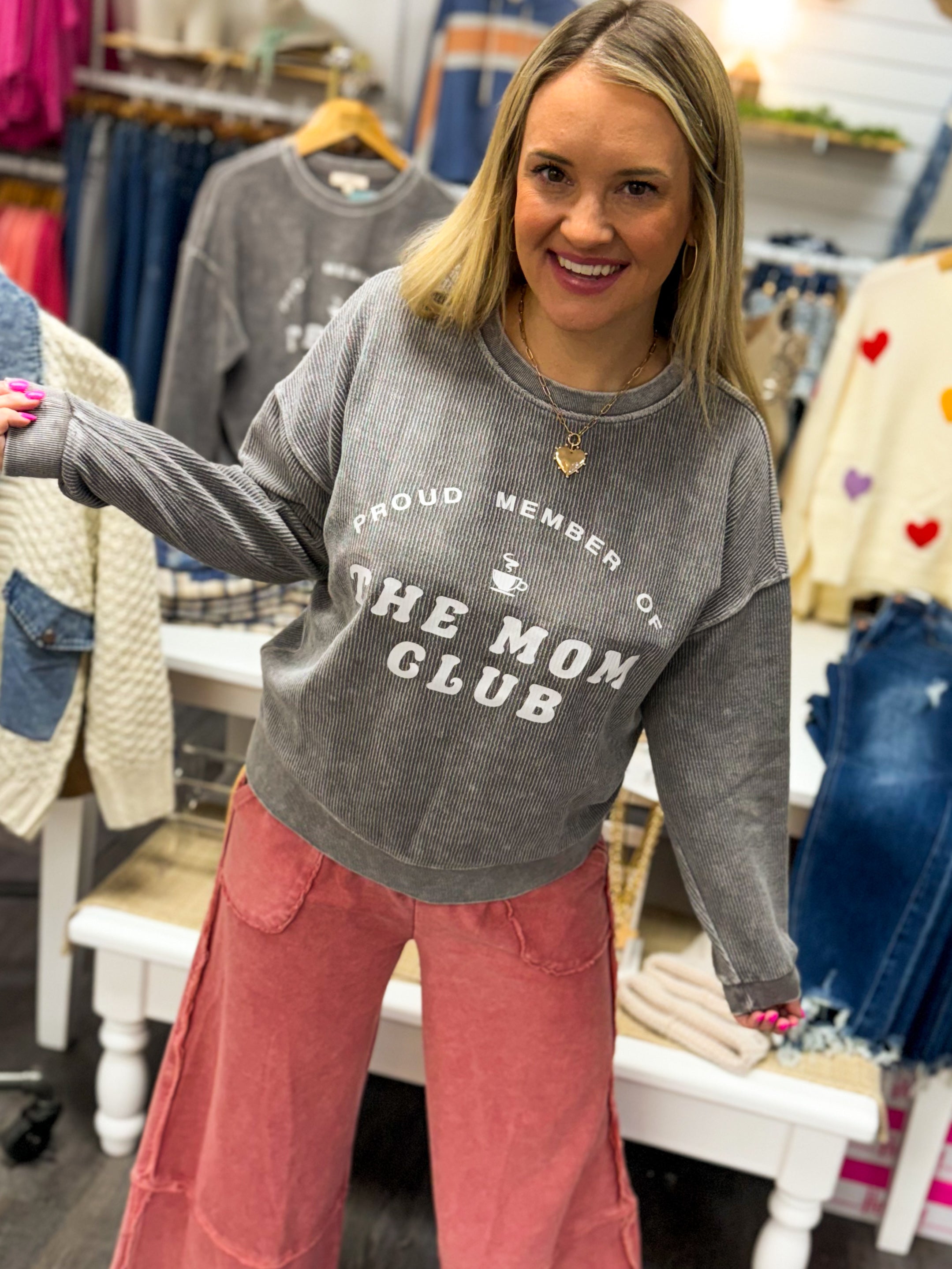 Mom Club Pullover-140 Sweaters-Blu Pepper-The Lovely Closet, Women's Fashion Boutique in Alexandria, KY