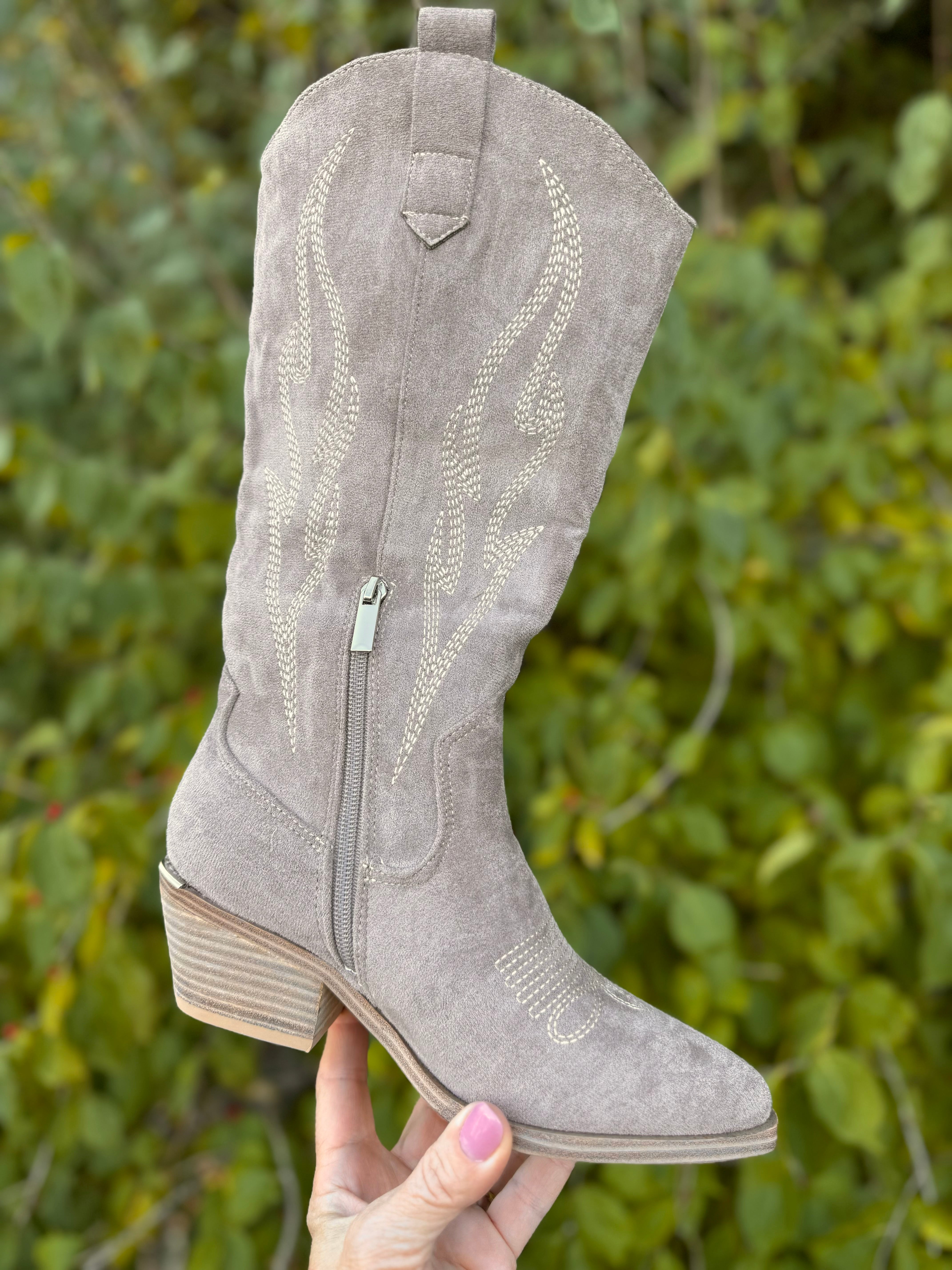 Corkys Headliner Faux Suede Boot - Gray-270 Shoes-Corkys-The Lovely Closet, Women's Fashion Boutique in Alexandria, KY