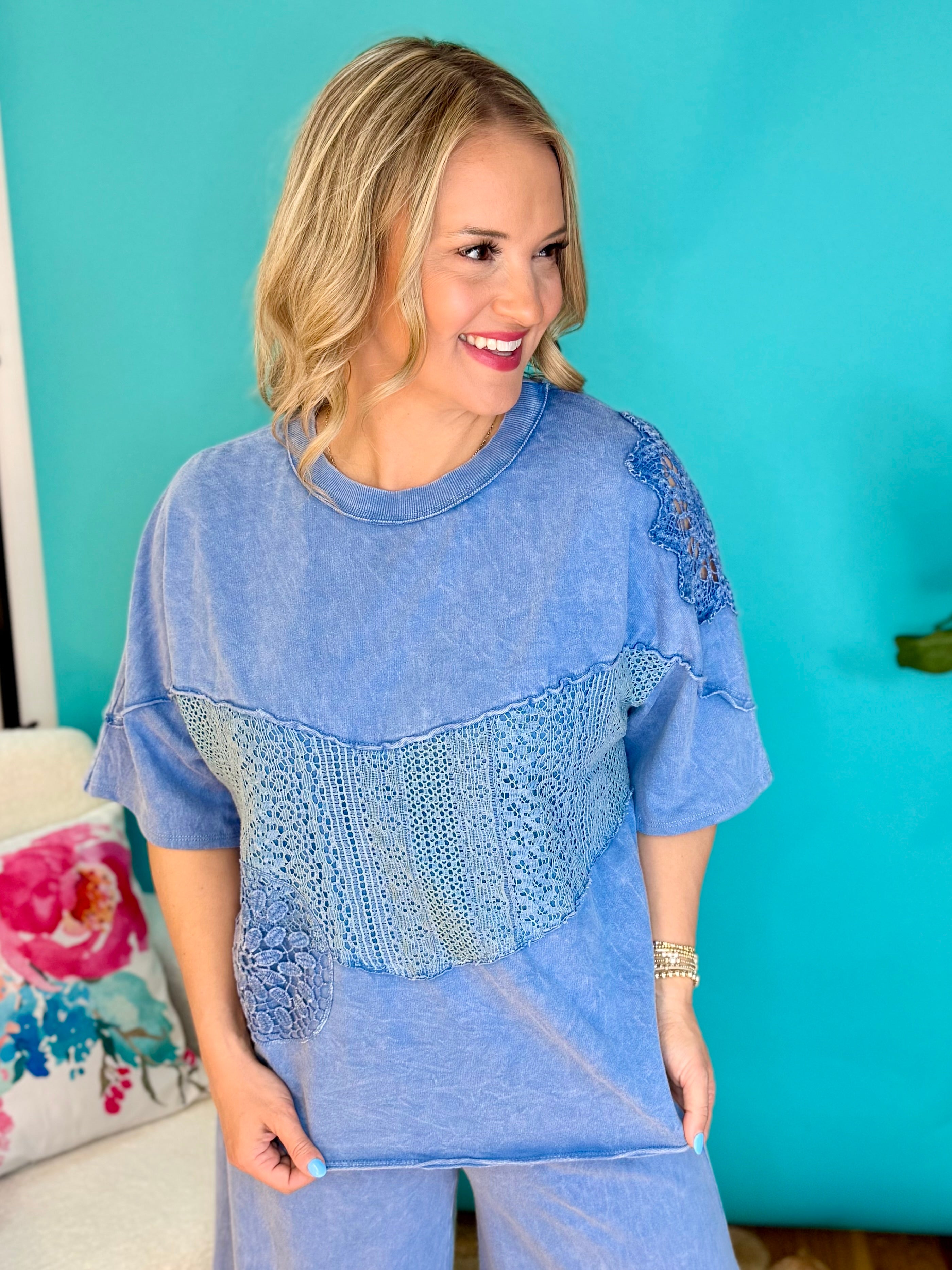Lace Crochet Short Sleeve Top-100 Short Sleeve Tops-J.Her-The Lovely Closet, Women's Fashion Boutique in Alexandria, KY
